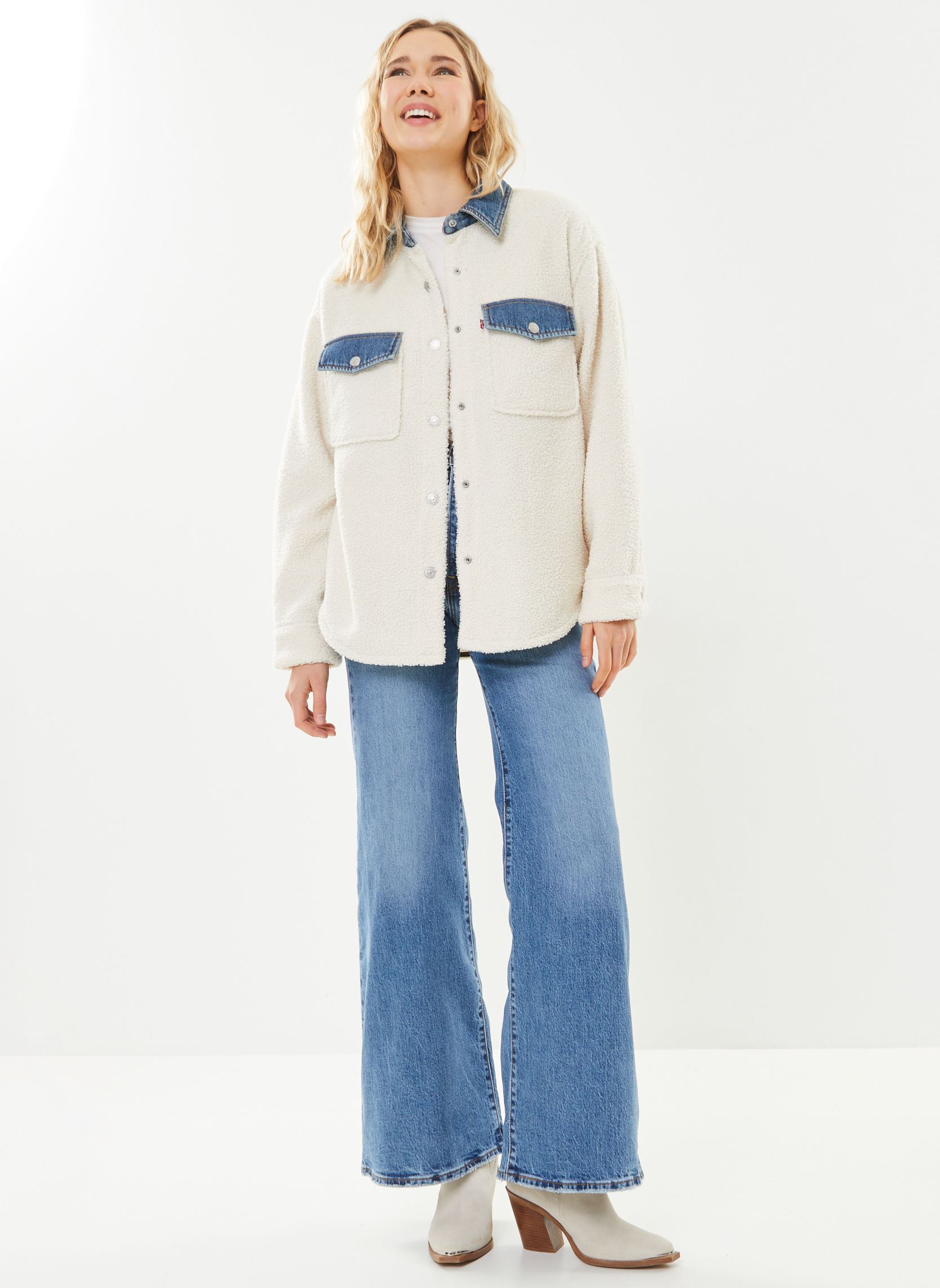 Vestes en jean Nola Sherpa Shacket femme beige Levi's Vestes en jean Nola Sherpa Shacket femme beige Almond Milk