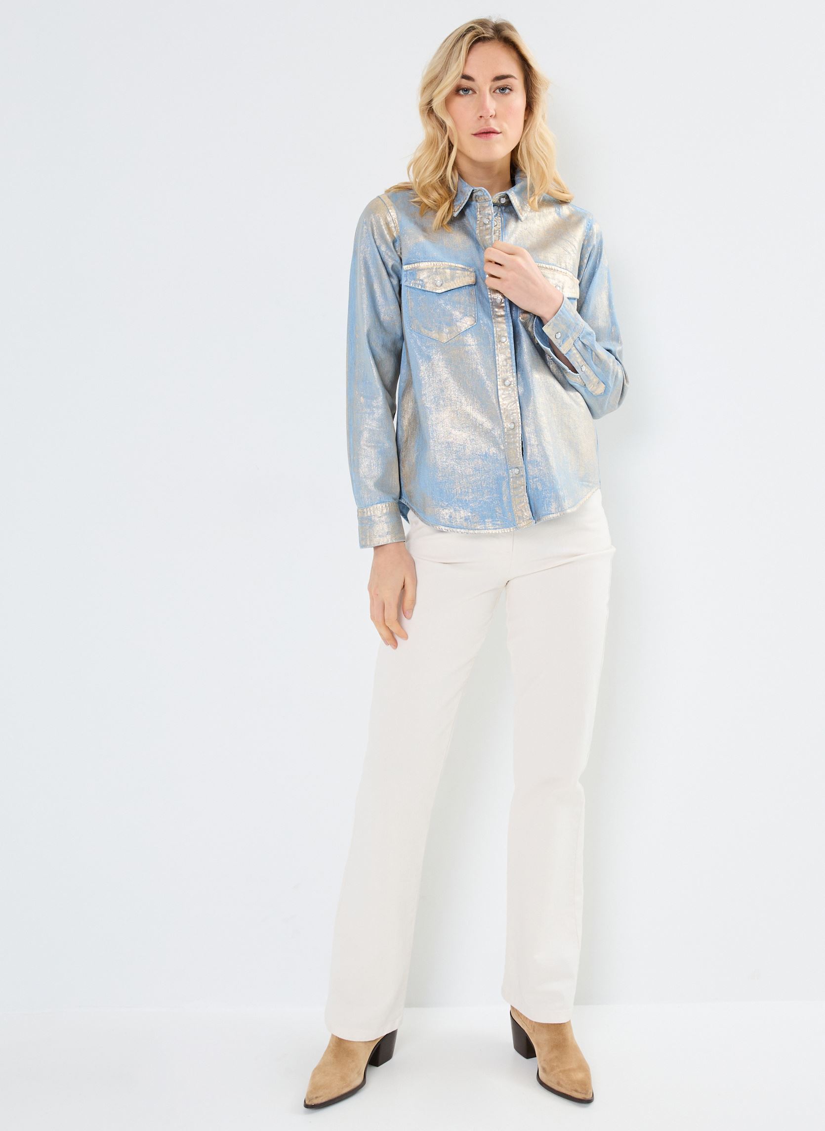 Langarm-Hemden Iconic Western damen silber Levi's Langarm-Hemden Iconic Western damen silber OPTICAL ILLUSION TOP