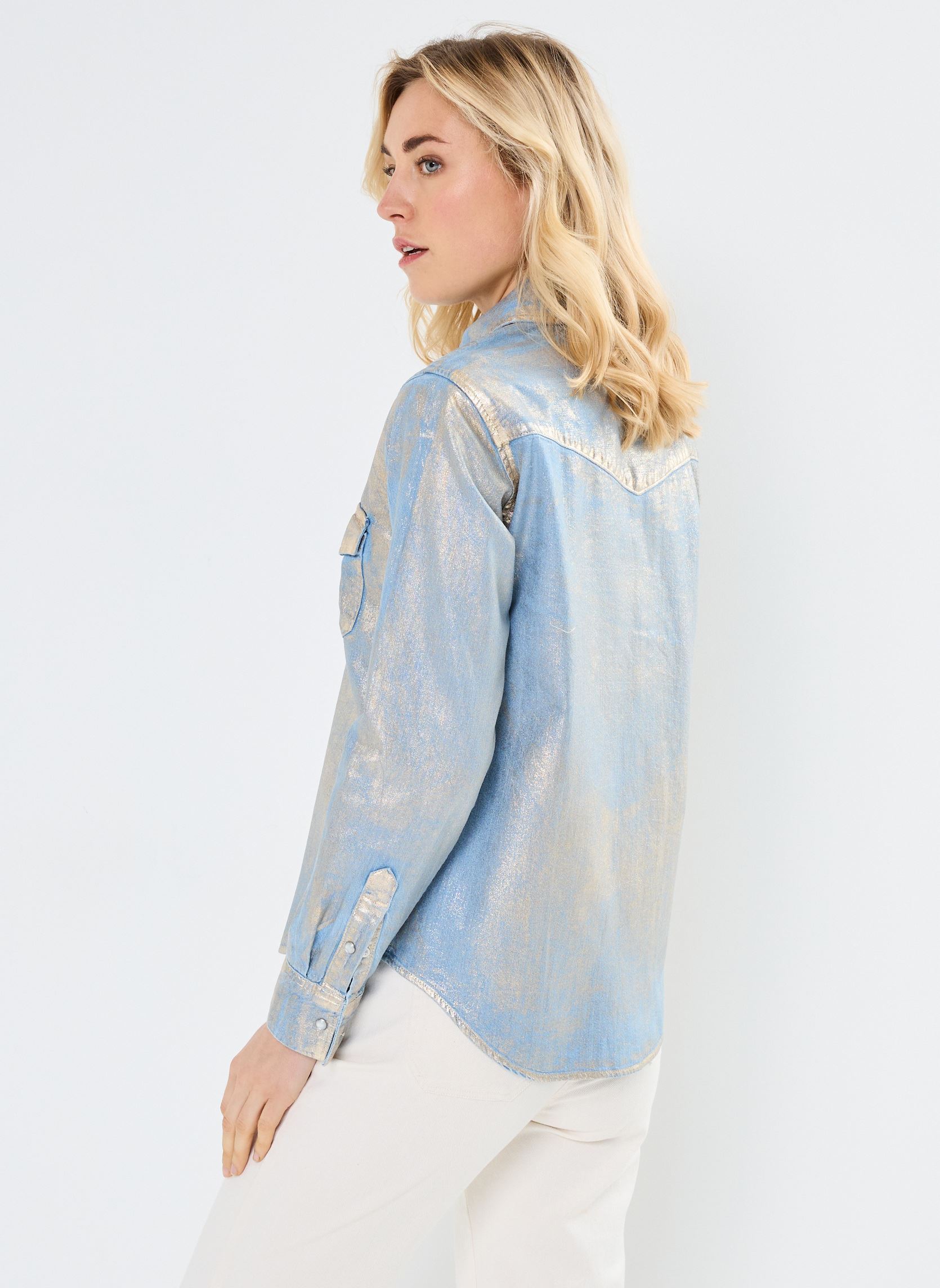 Langarm-Hemden Iconic Western damen silber Levi's Langarm-Hemden Iconic Western damen silber OPTICAL ILLUSION TOP