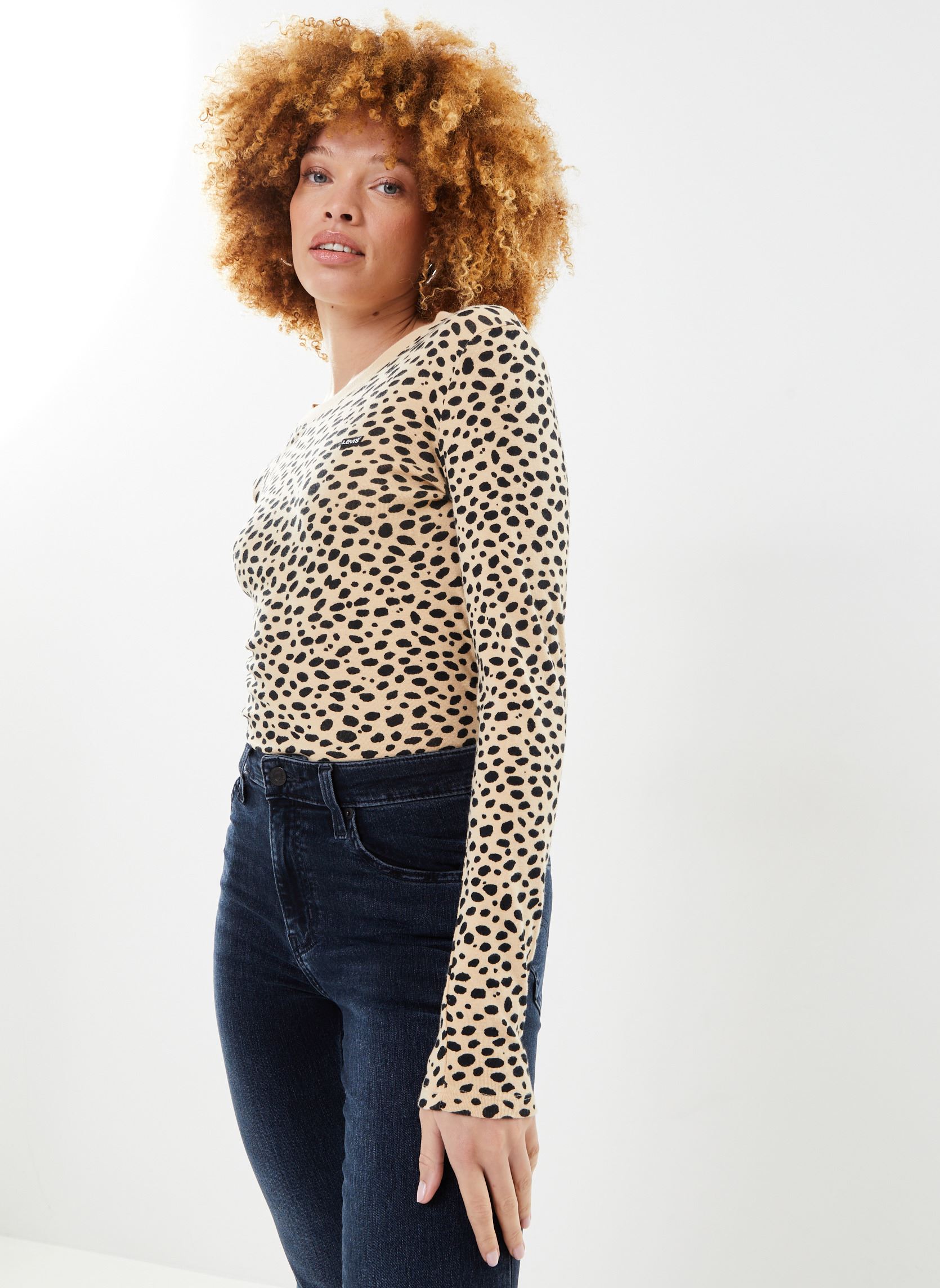 Kurzarm-T-Shirts Ls Baby Tee Neutrals damen beige Levi's Kurzarm-T-Shirts Ls Baby Tee Neutrals damen beige Stella Leopard Almon