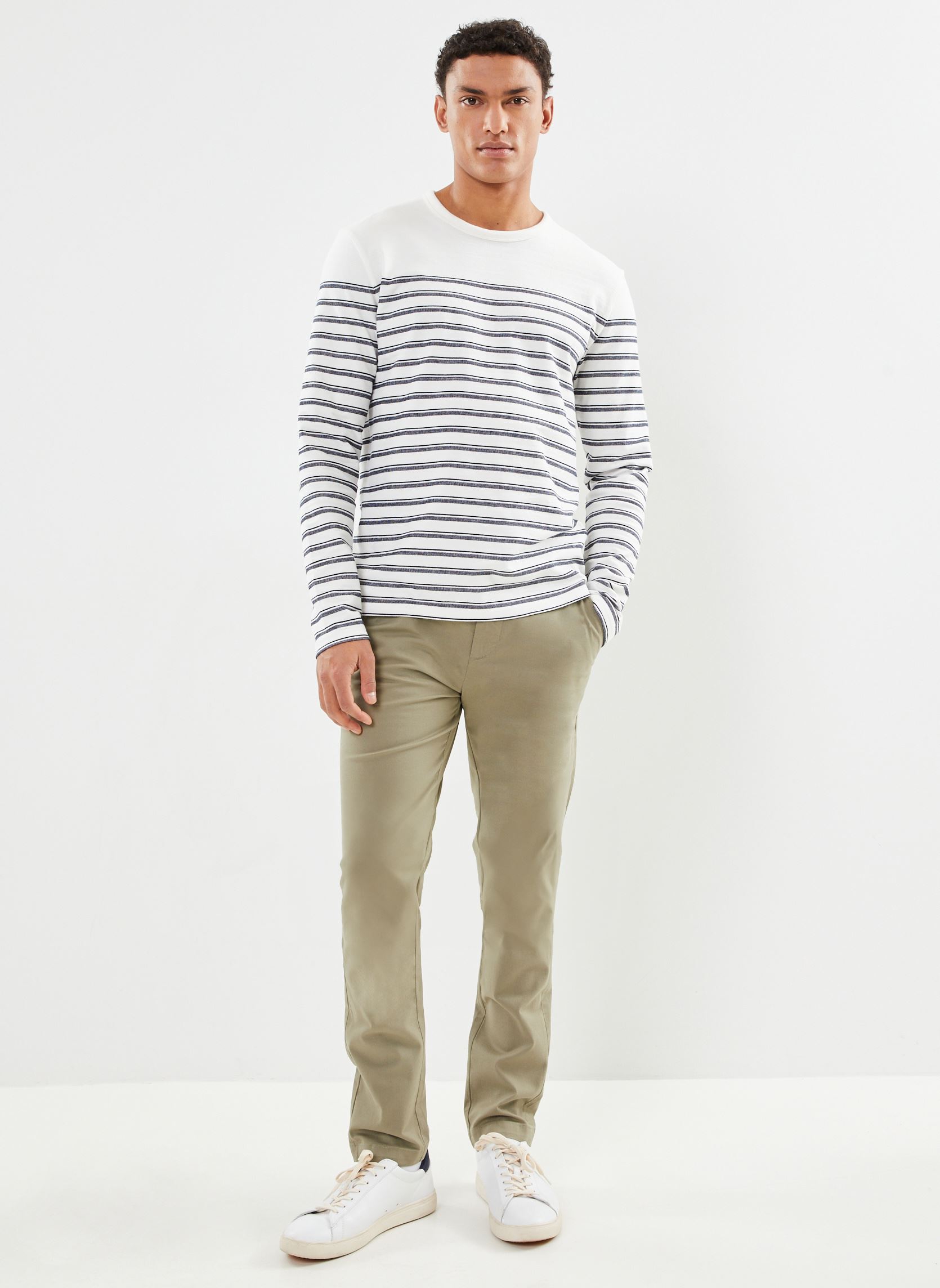 Tee-shirts manches longues CMARIN mariniere homme blanc Marvin&Co Tee-shirts manches longues CMARIN mariniere homme blanc COCONUT MILK