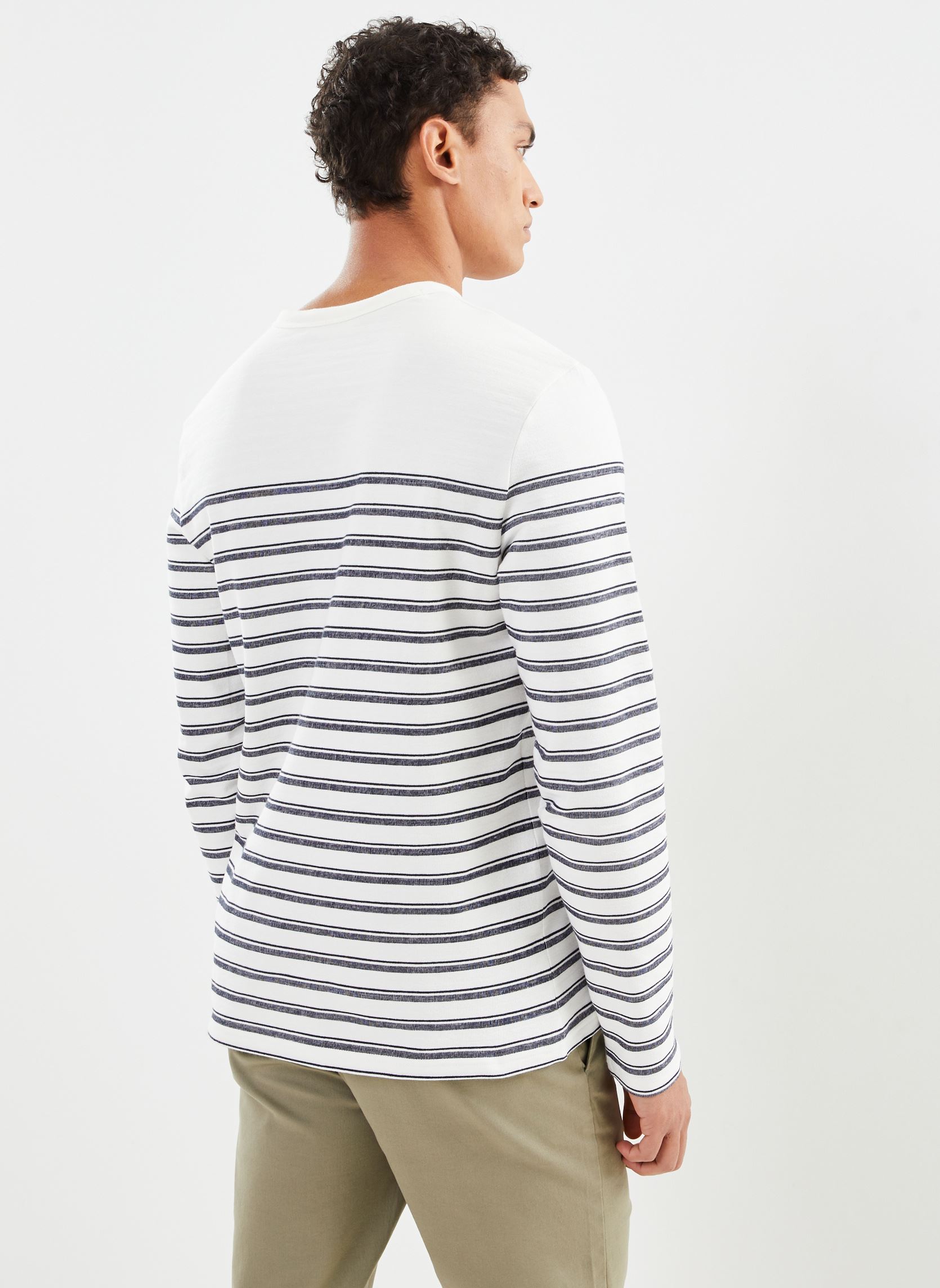 Tee-shirts manches longues CMARIN mariniere homme blanc Marvin&Co Tee-shirts manches longues CMARIN mariniere homme blanc COCONUT MILK