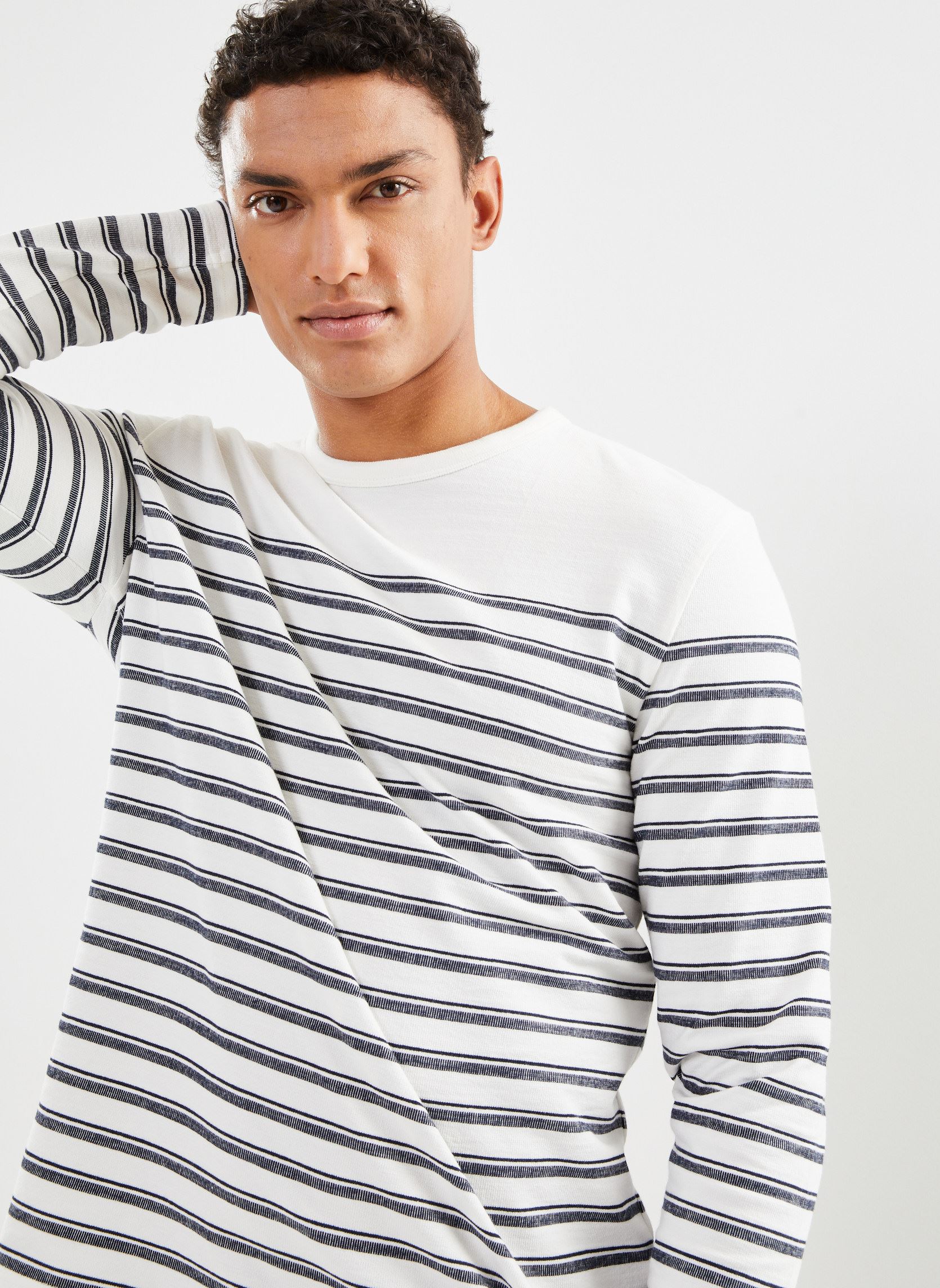 Tee-shirts manches longues CMARIN mariniere homme blanc Marvin&Co Tee-shirts manches longues CMARIN mariniere homme blanc COCONUT MILK