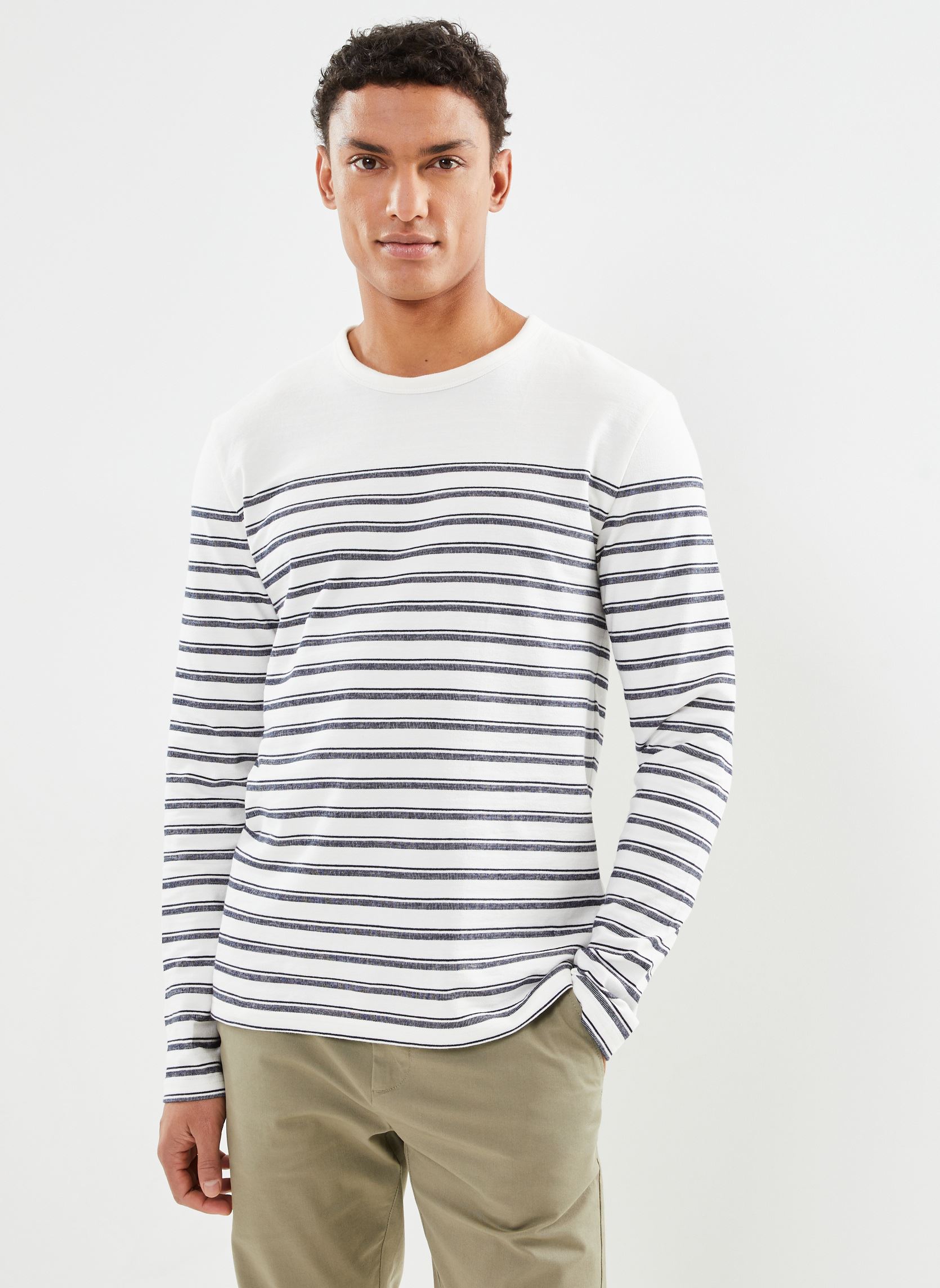 Tee-shirts manches longues CMARIN mariniere homme blanc Marvin&Co Tee-shirts manches longues CMARIN mariniere homme blanc COCONUT MILK