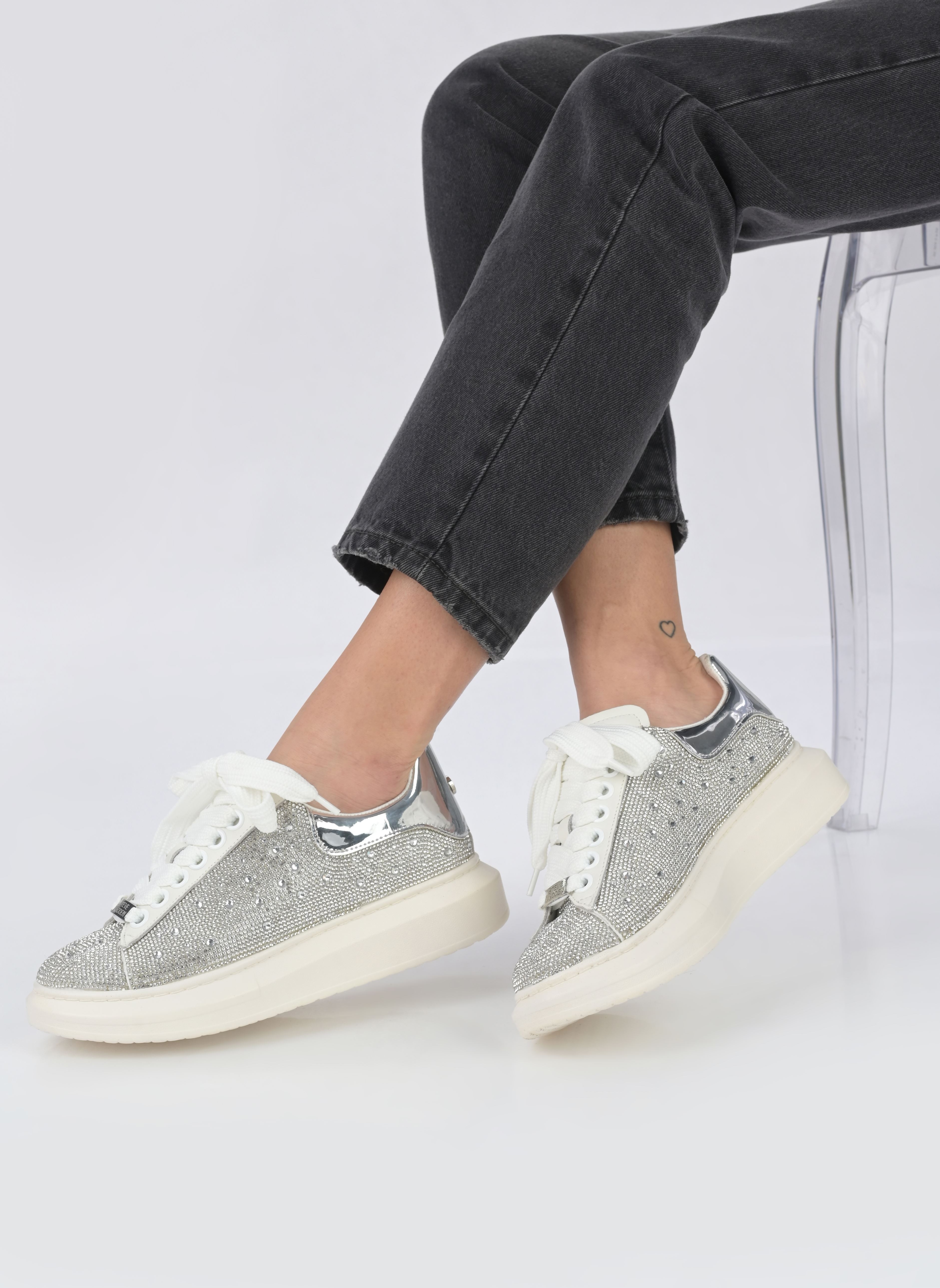 Lage sneakers Glimmer-R dames zilver Steve Madden Lage sneakers Glimmer-R dames zilver RHINESTONE