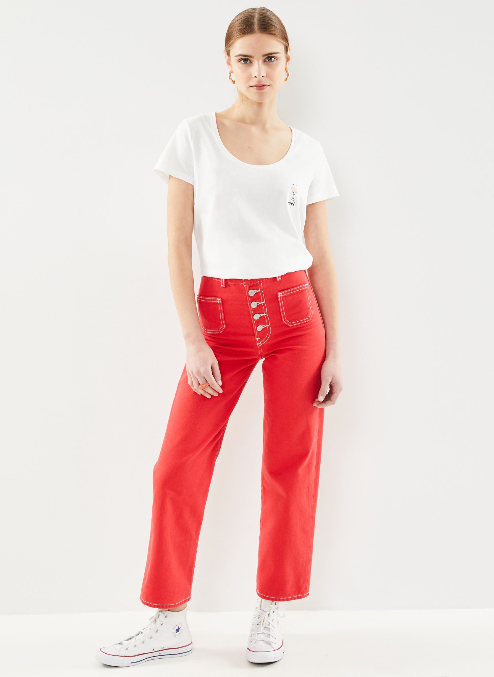 Wijde jeans / Flared Jeans Ribcage Patch Pocket dames rood Levi's Wijde jeans / Flared Jeans Ribcage Patch Pocket dames rood Script Red