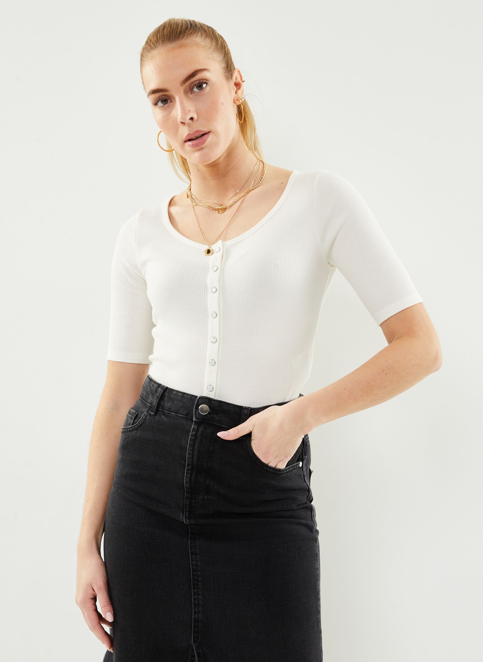Tee-shirts manches longues Dry Goods Waffle Top femme blanc Levi's Tee-shirts manches longues Dry Goods Waffle Top femme blanc Egret