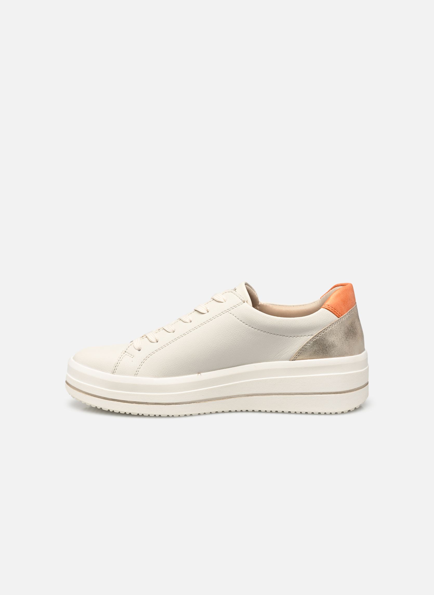 Sleehak sneakers D1C01 dames wit Remonte Sleehak sneakers D1C01 dames wit offwhite/salbei/muschel/orange