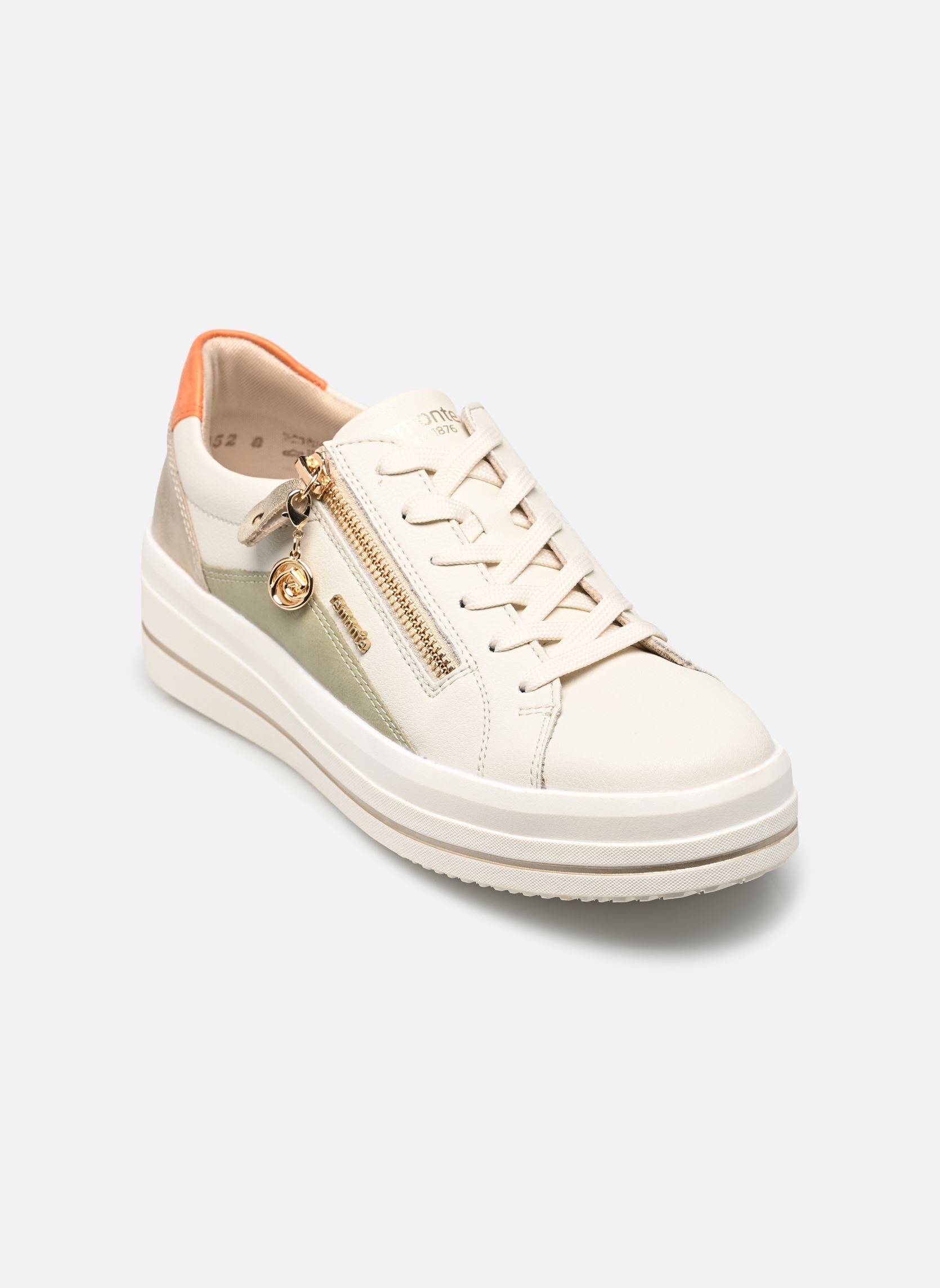 Sleehak sneakers D1C01 dames wit Remonte Sleehak sneakers D1C01 dames wit offwhite/salbei/muschel/orange