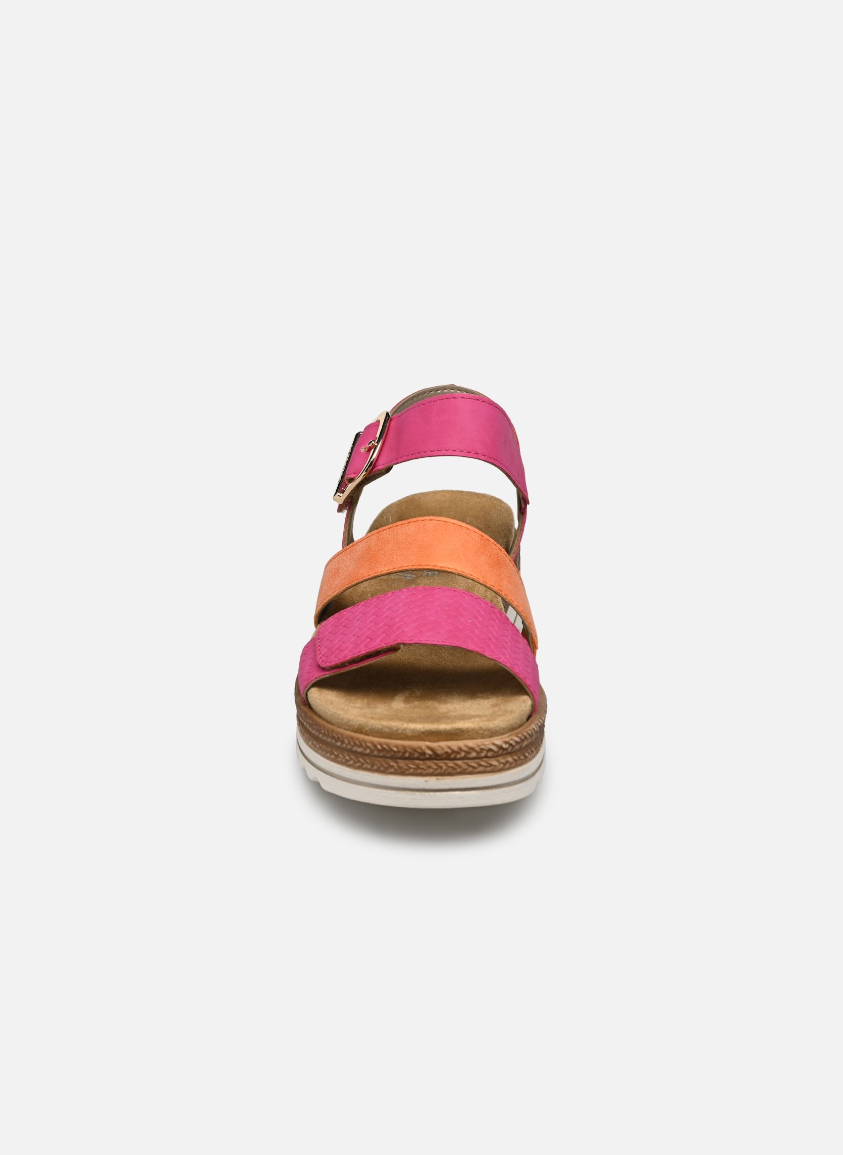 Sandalen met sleehak en plateau D0Q55 dames roze Remonte Sandalen met sleehak en plateau D0Q55 dames roze MAGENTA/ORANGE
