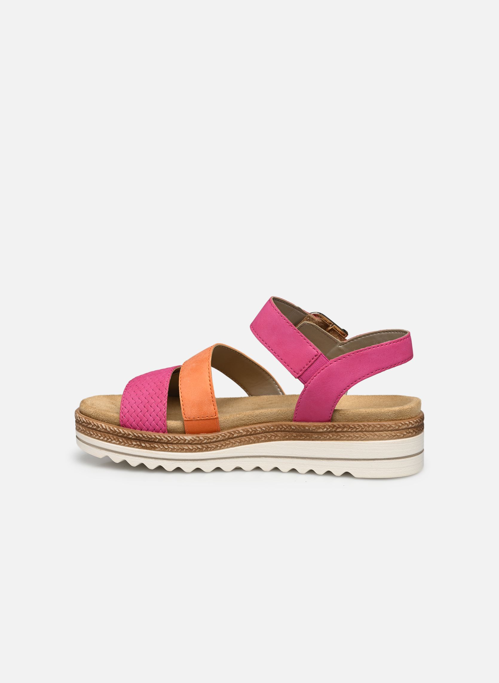 Sandalen met sleehak en plateau D0Q55 dames roze Remonte Sandalen met sleehak en plateau D0Q55 dames roze MAGENTA/ORANGE