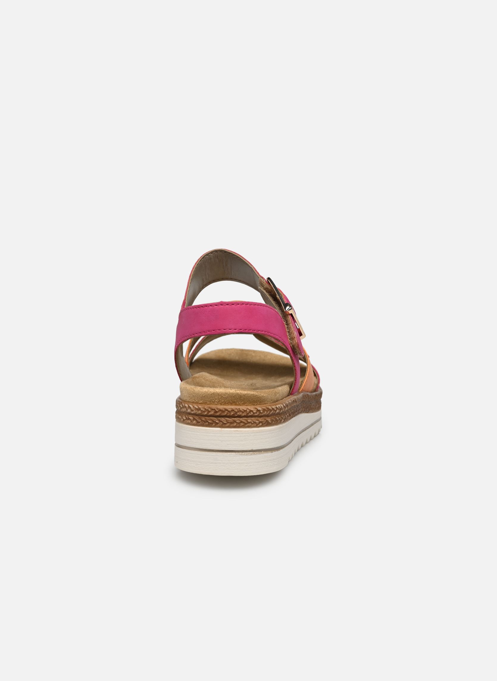 Sandalen met sleehak en plateau D0Q55 dames roze Remonte Sandalen met sleehak en plateau D0Q55 dames roze MAGENTA/ORANGE