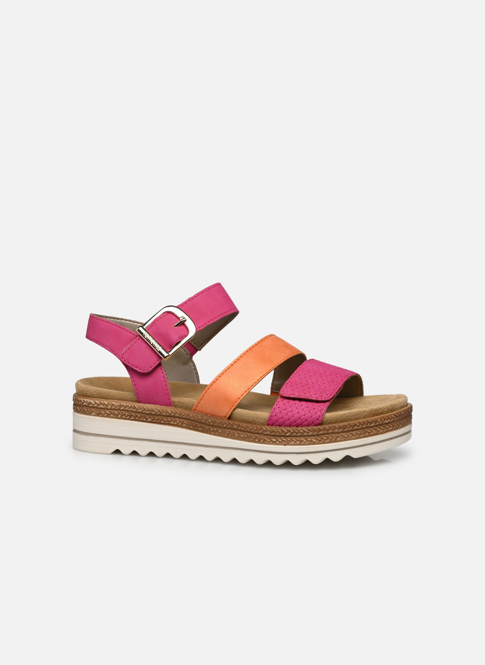 Sandalen met sleehak en plateau D0Q55 dames roze Remonte Sandalen met sleehak en plateau D0Q55 dames roze MAGENTA/ORANGE