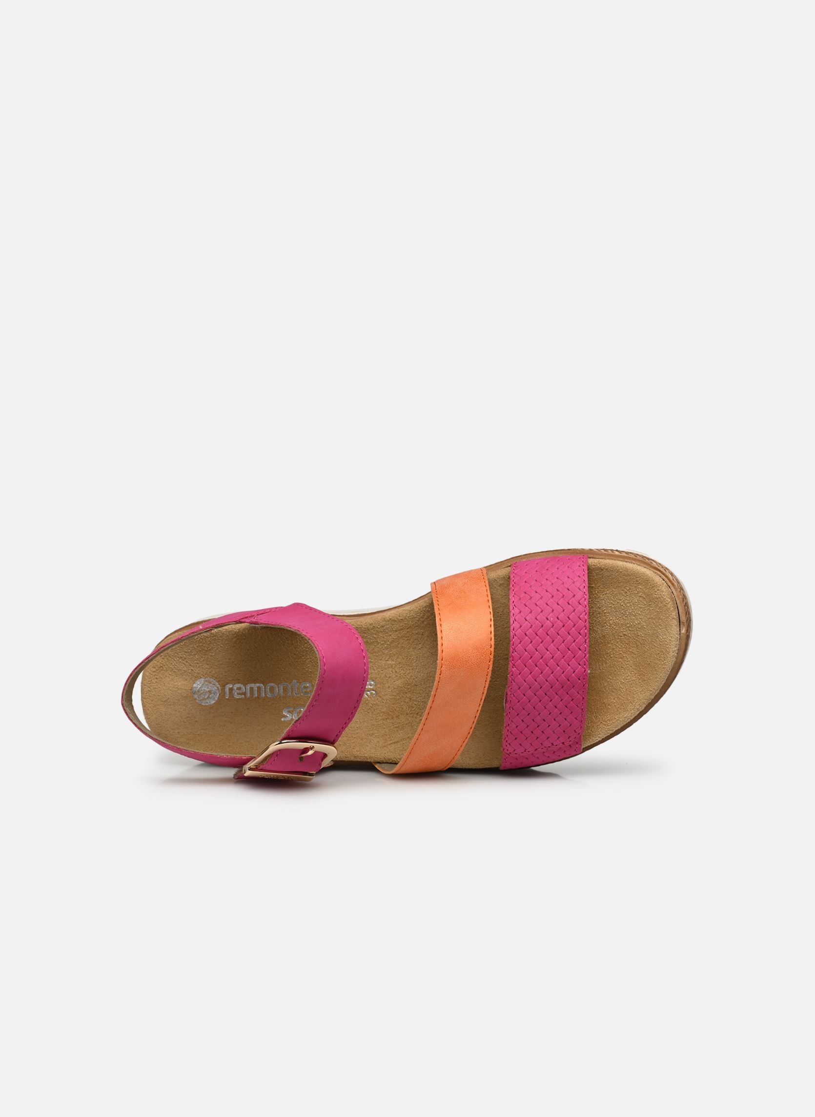Sandalen met sleehak en plateau D0Q55 dames roze Remonte Sandalen met sleehak en plateau D0Q55 dames roze MAGENTA/ORANGE