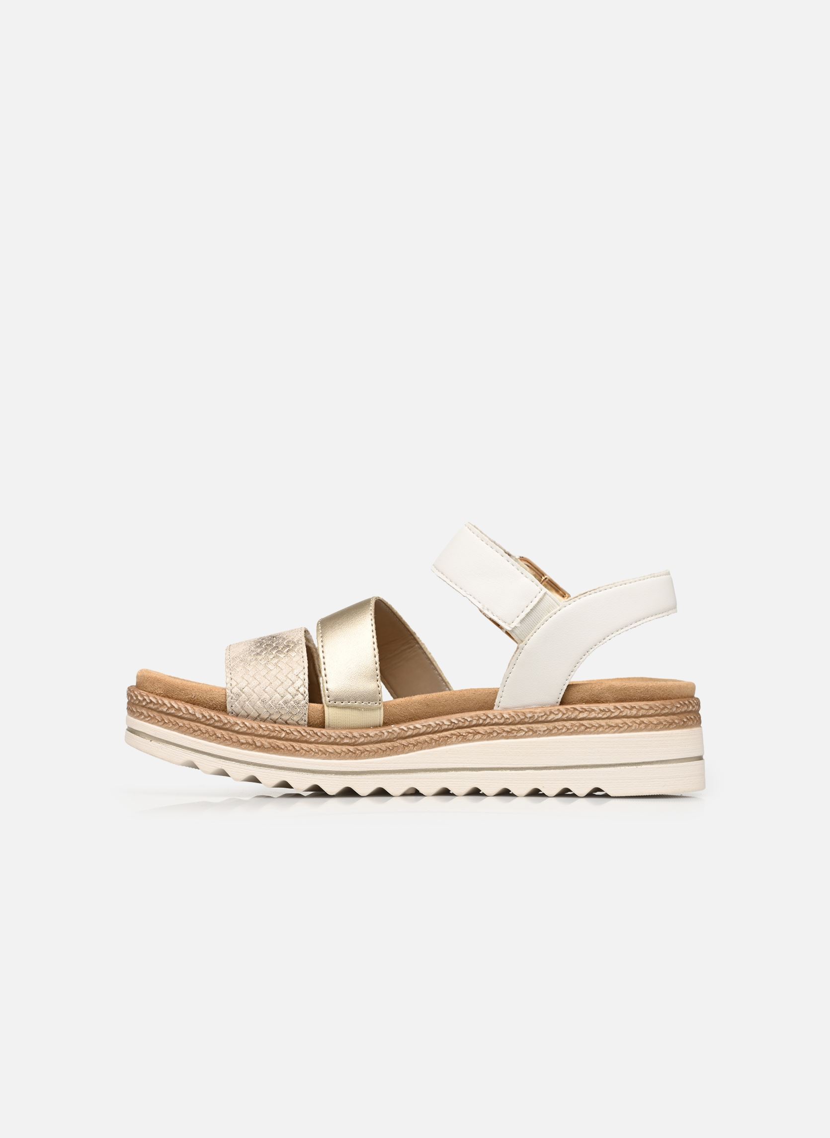 Sandales compensées et plateformes D0Q55 femme blanc Remonte Sandales compensées et plateformes D0Q55 femme blanc MUSCHEL/PALEGOLD/OFFWHITE