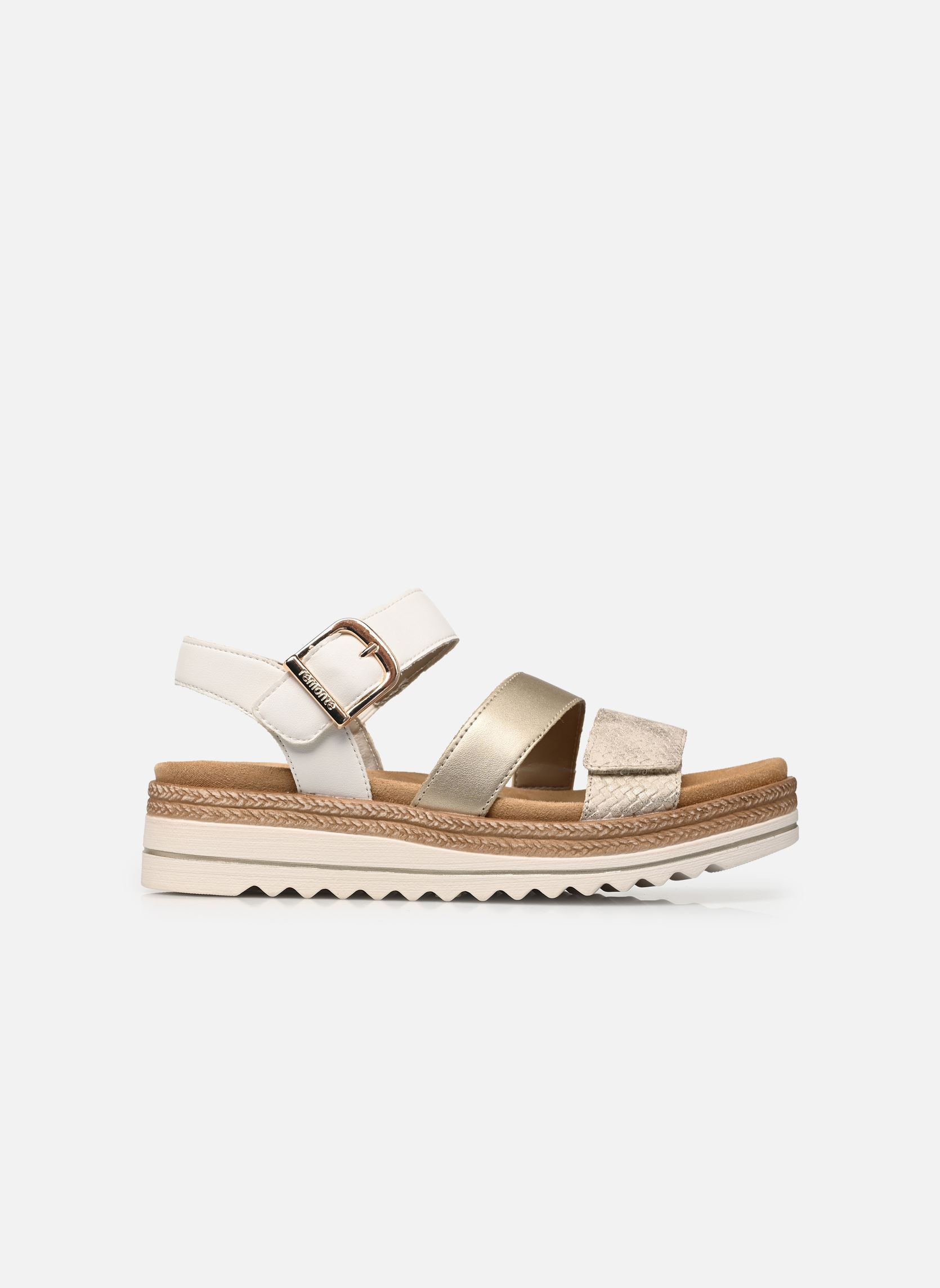 Sandales compensées et plateformes D0Q55 femme blanc Remonte Sandales compensées et plateformes D0Q55 femme blanc MUSCHEL/PALEGOLD/OFFWHITE