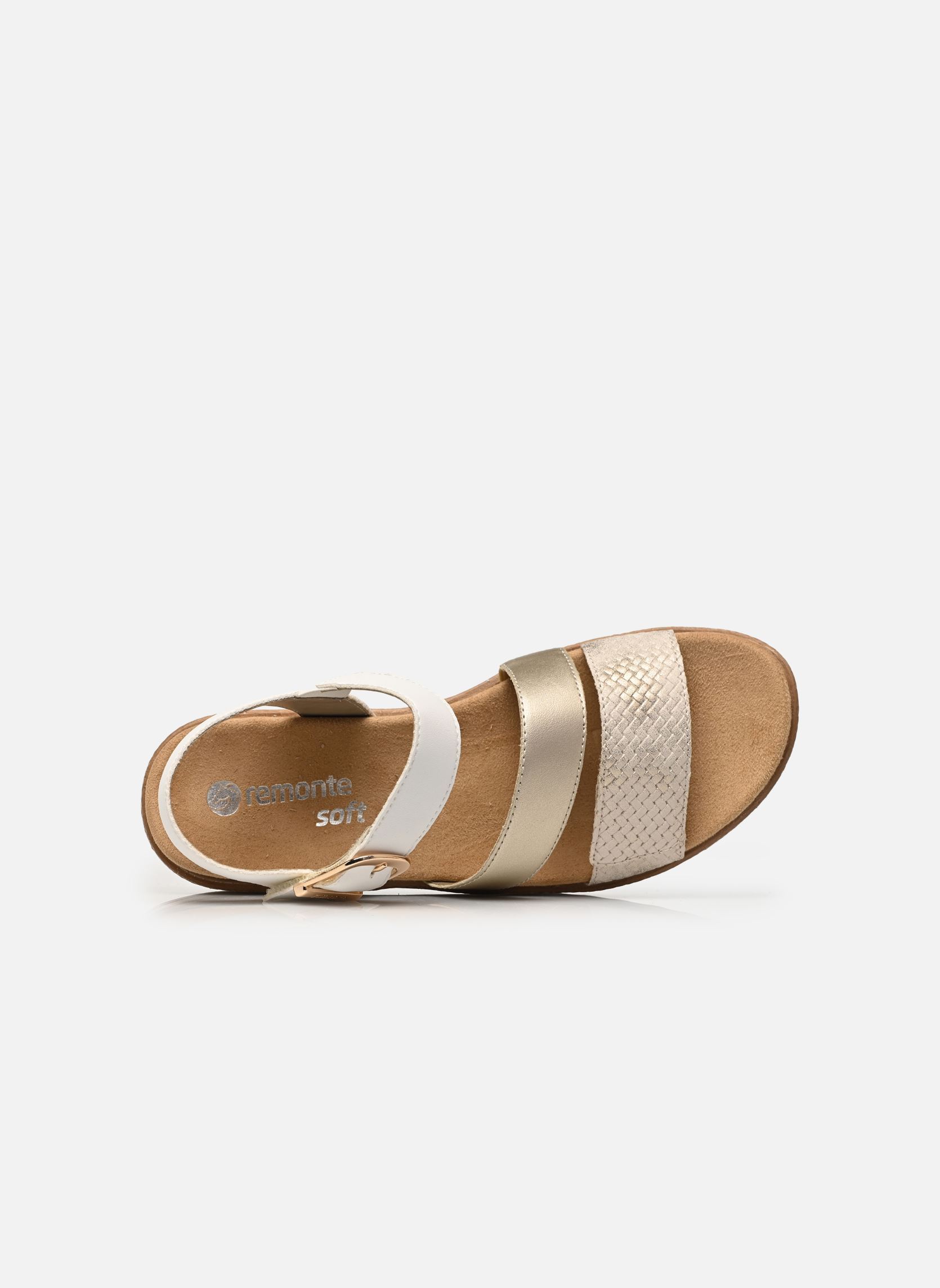 Sandales compensées et plateformes D0Q55 femme blanc Remonte Sandales compensées et plateformes D0Q55 femme blanc MUSCHEL/PALEGOLD/OFFWHITE