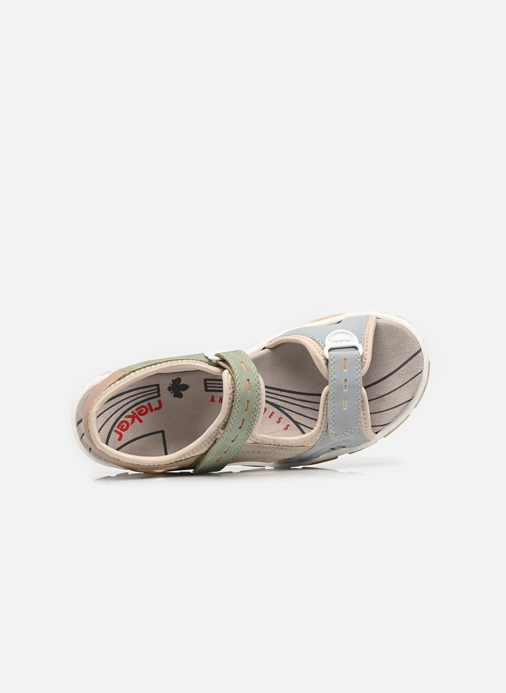 Sandales plates 68866 femme multicolore Rieker Sandales plates 68866 femme multicolore BLEU/CREMA/PEPPERMINT/NUDE/PER