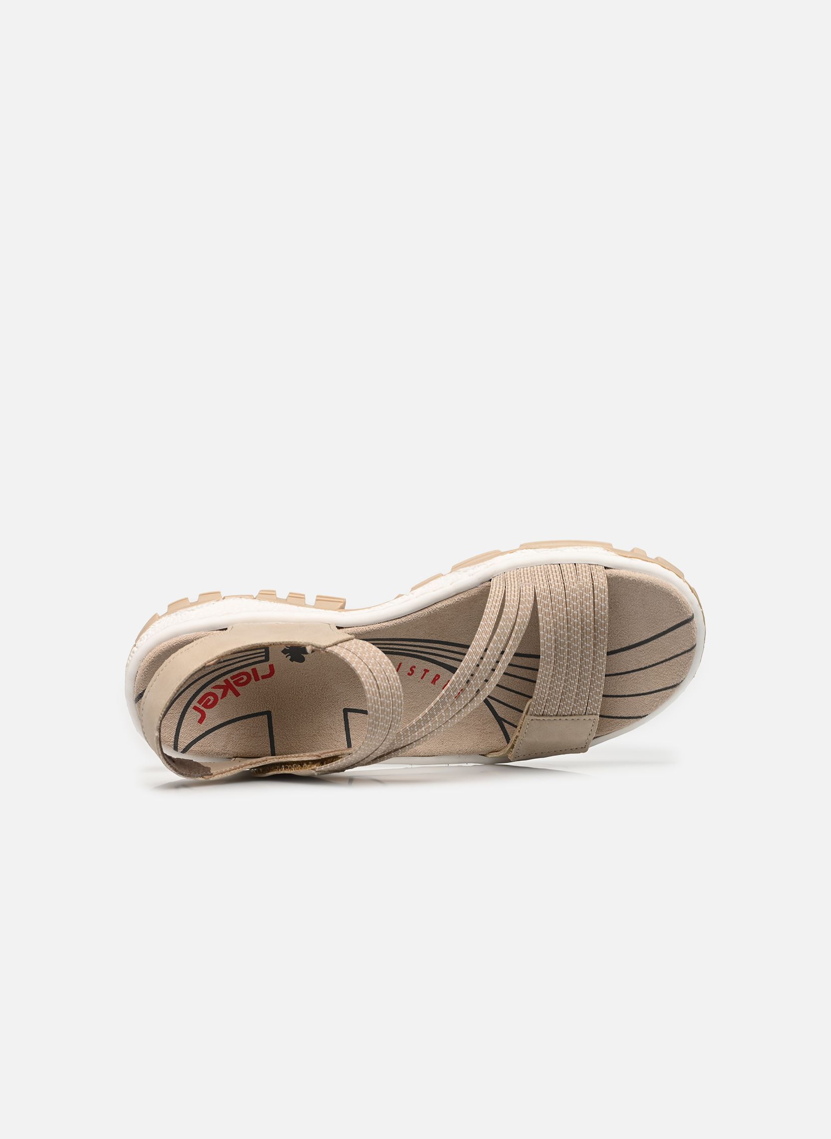 Platte sandalen 68871 dames beige Rieker Platte sandalen 68871 dames beige GINGER/CLIFF-WEISS