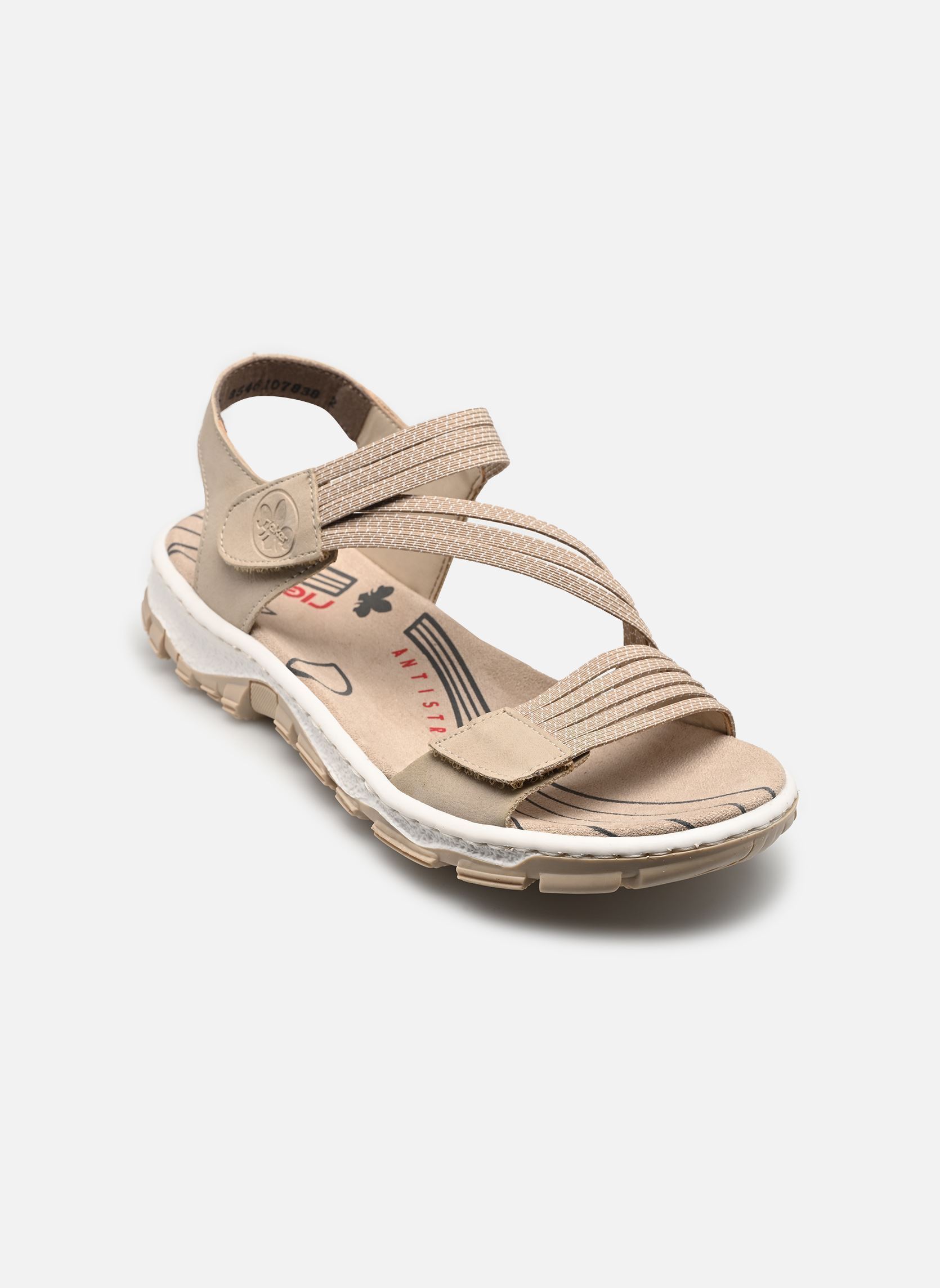 Platte sandalen 68871 dames beige Rieker Platte sandalen 68871 dames beige GINGER/CLIFF-WEISS
