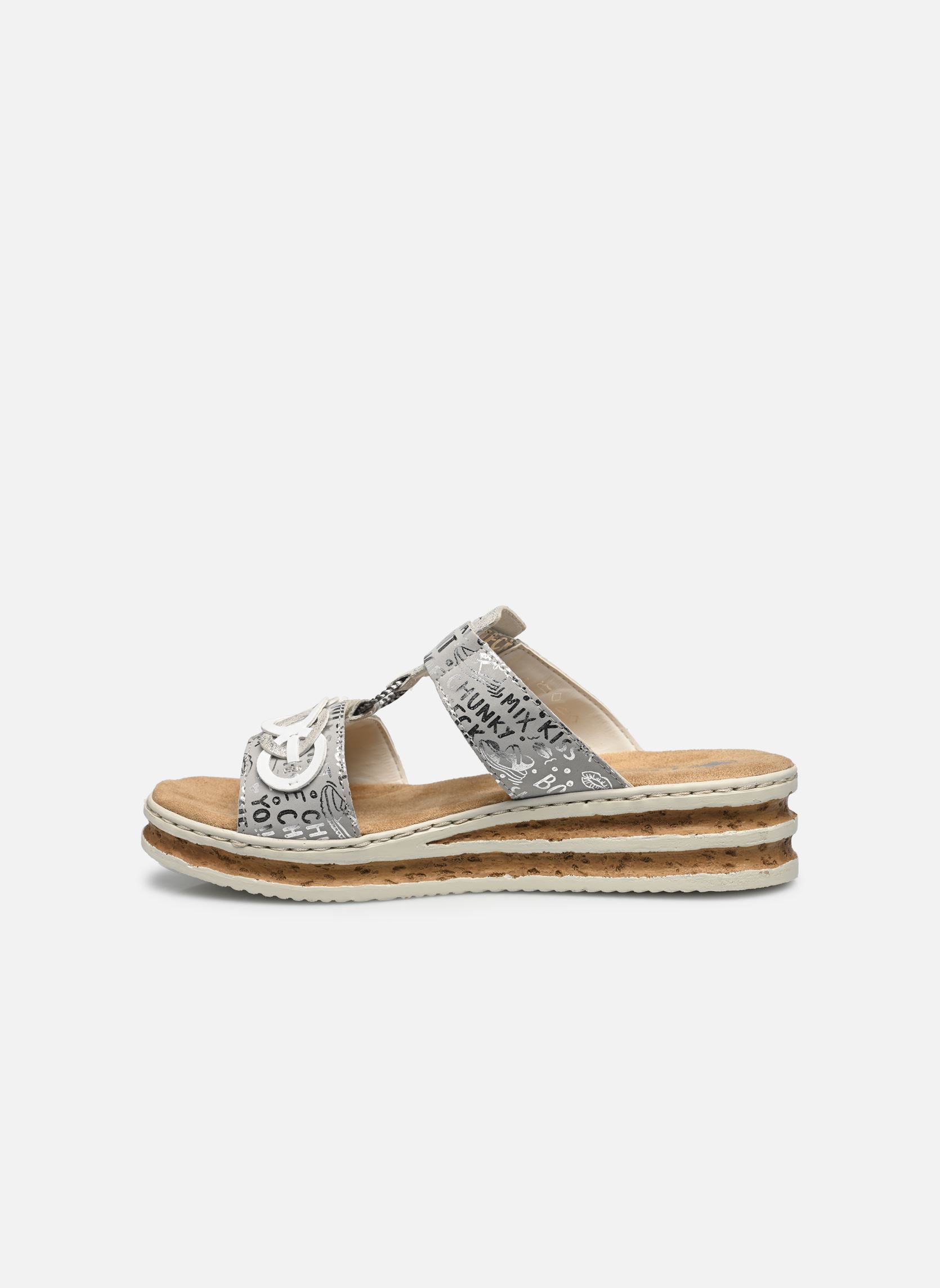 Pantoletten und Clogs 62936 damen silber Rieker Pantoletten und Clogs 62936 damen silber ARGENT/PLATINE