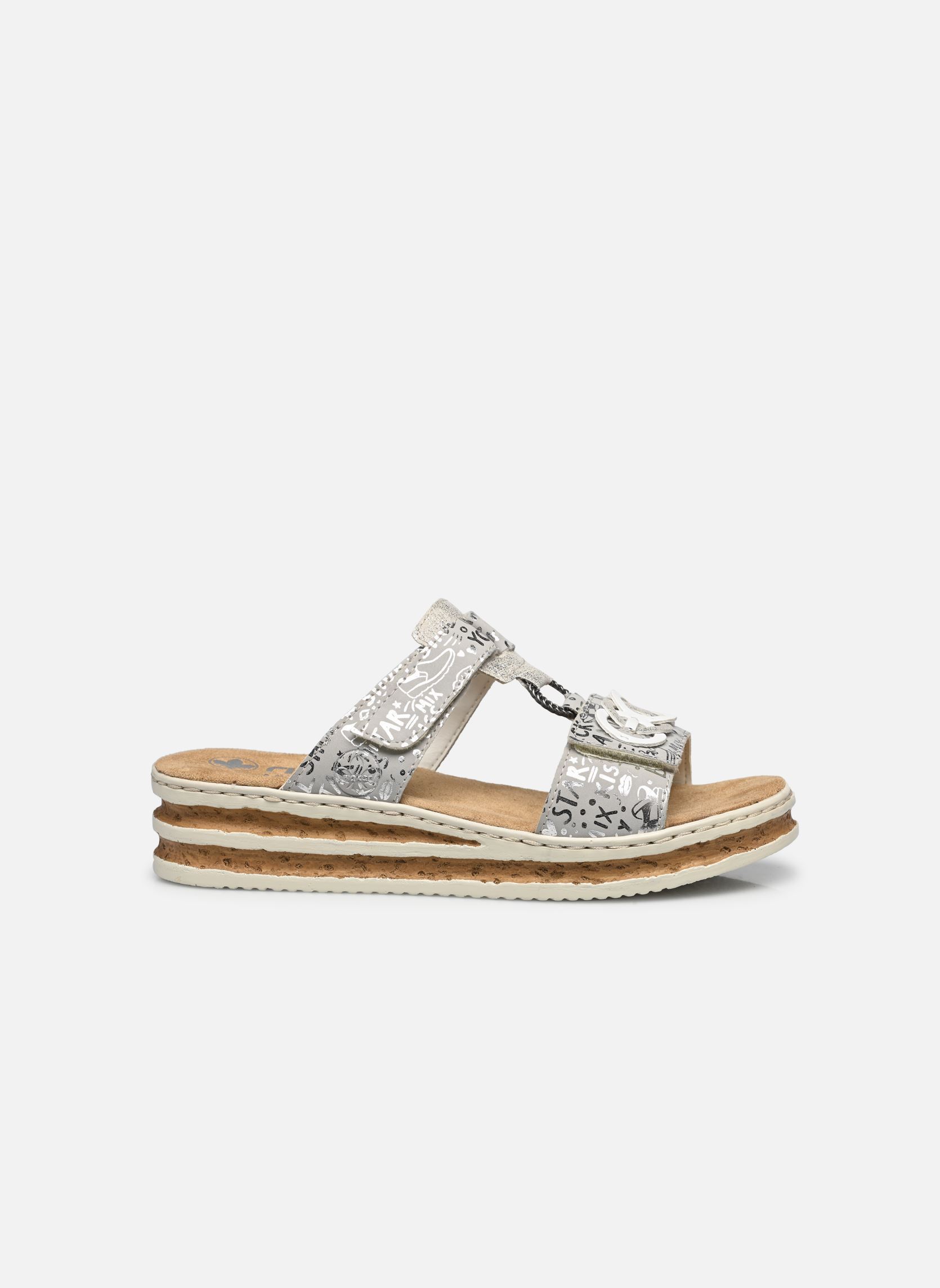 Pantoletten und Clogs 62936 damen silber Rieker Pantoletten und Clogs 62936 damen silber ARGENT/PLATINE