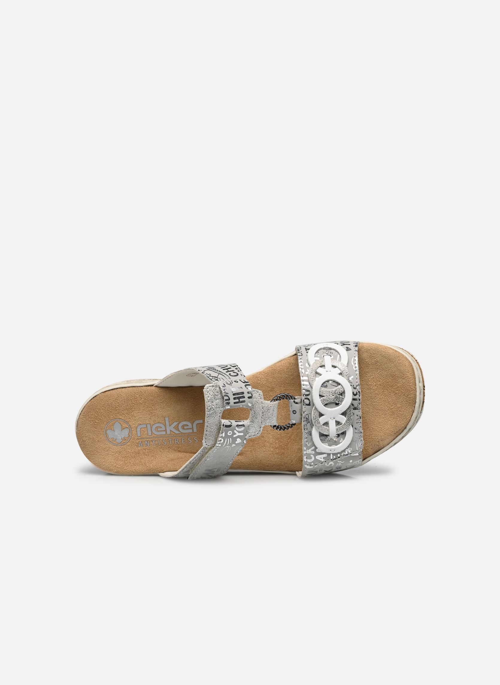Pantoletten und Clogs 62936 damen silber Rieker Pantoletten und Clogs 62936 damen silber ARGENT/PLATINE