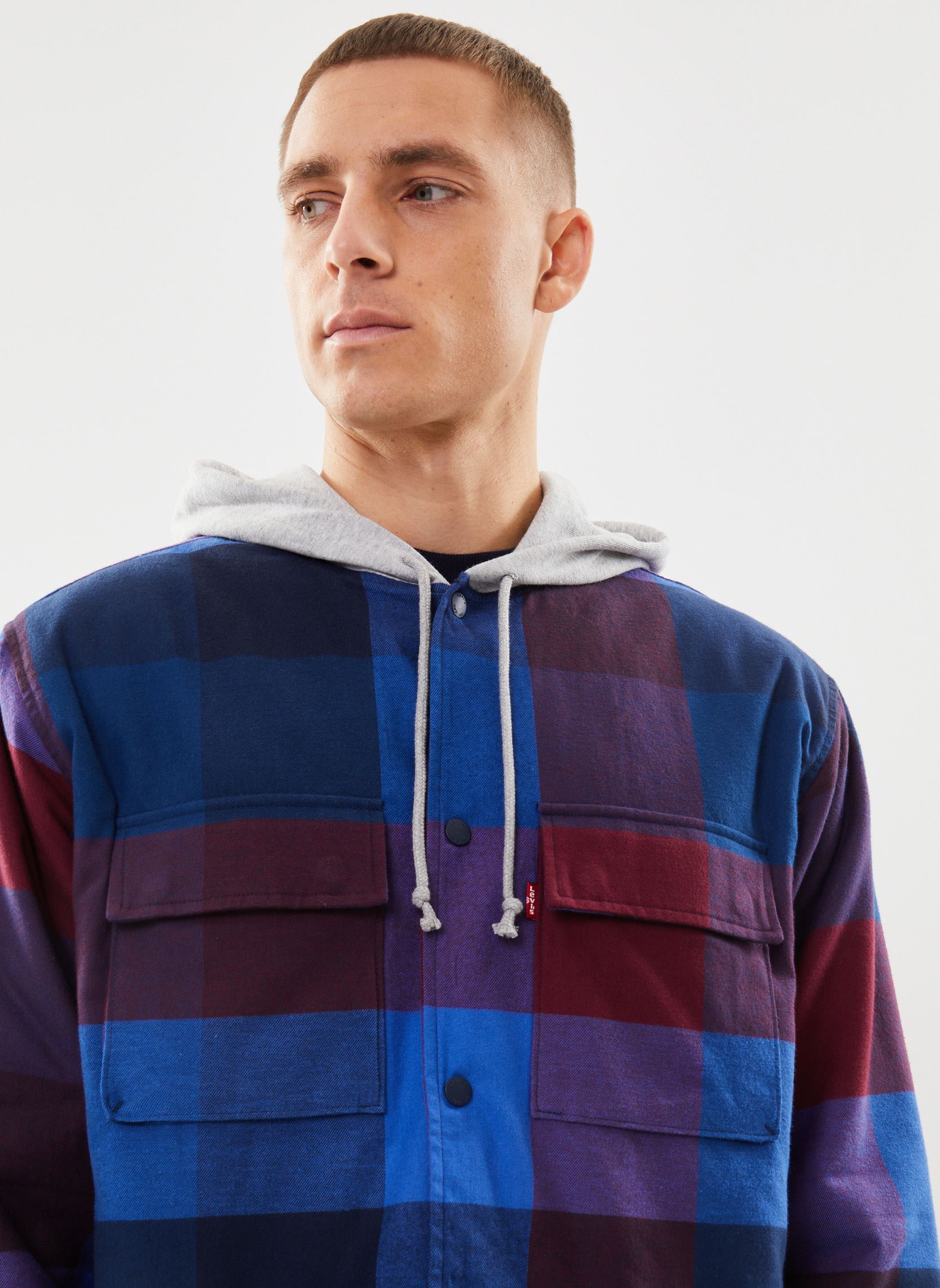 Vestes HOODED JACK WORKER homme bleu Levi's Vestes HOODED JACK WORKER homme bleu CAPITOLA PLAID NAVY