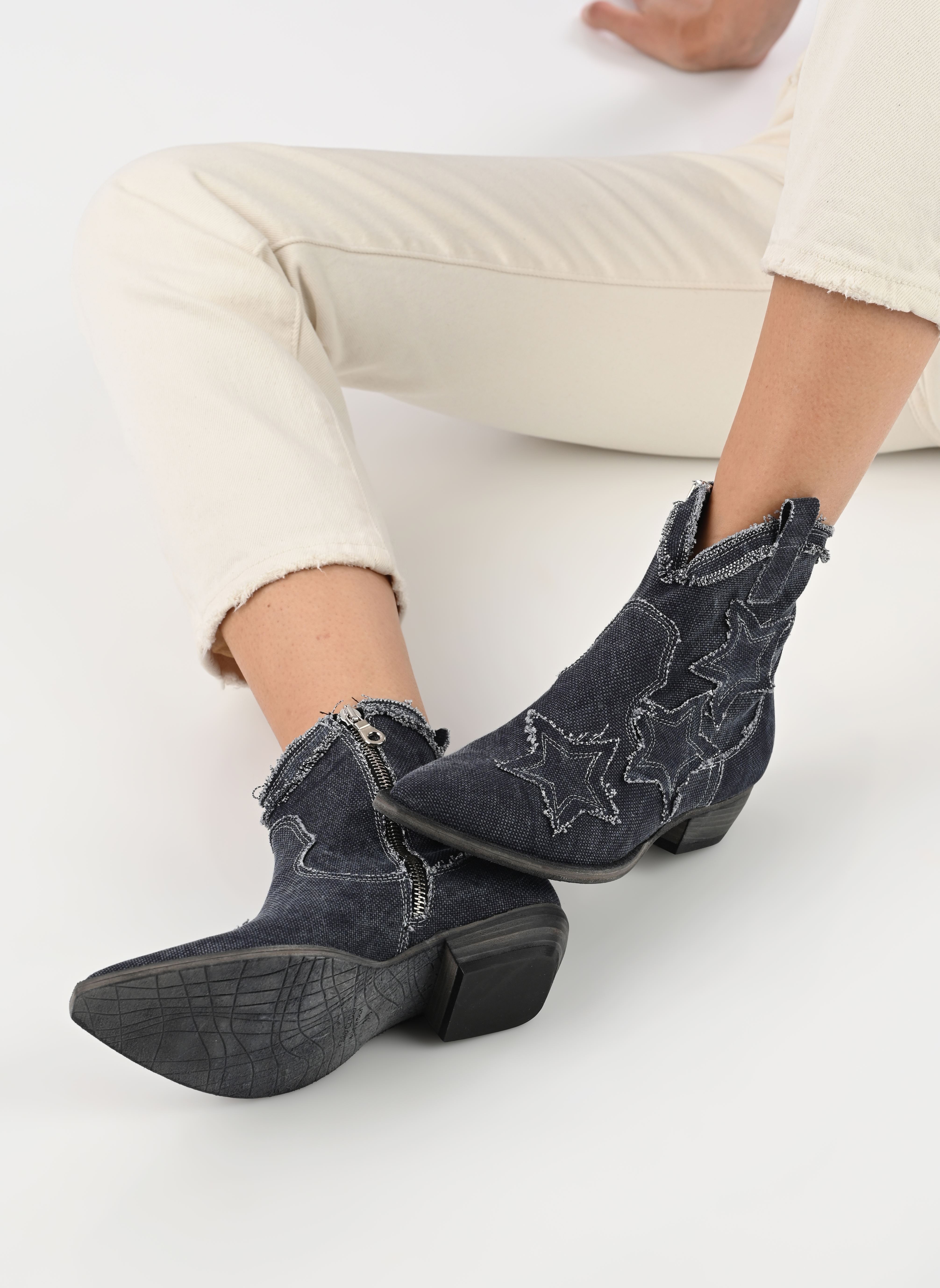 Cowboy boots M374B6 dames blauw Semerdjian Cowboy boots M374B6 dames blauw CANVAS JEANS