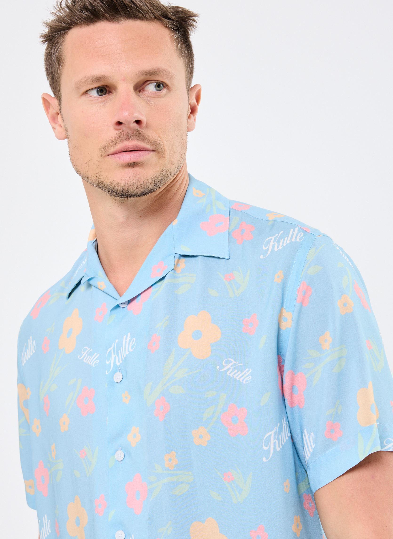 Chemises Chemise Hawaienne homme bleu Kulte Chemises Chemise Hawaienne homme bleu FLOWER
