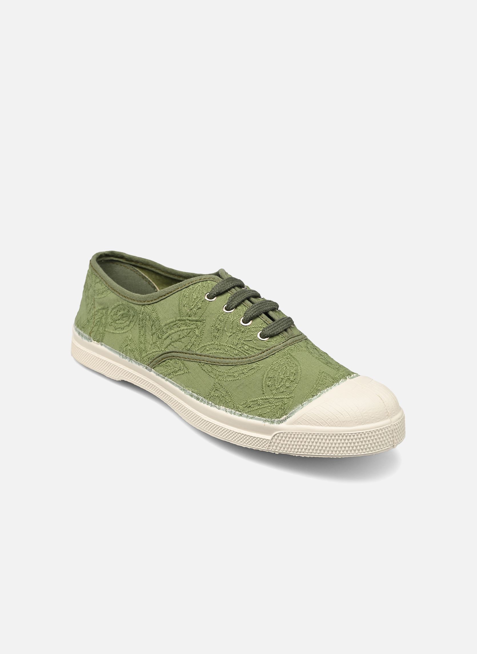 Leinen-Sneaker LACETS BRODERIE ANGLAISE damen grün Bensimon Leinen-Sneaker LACETS BRODERIE ANGLAISE damen grün TREFLE