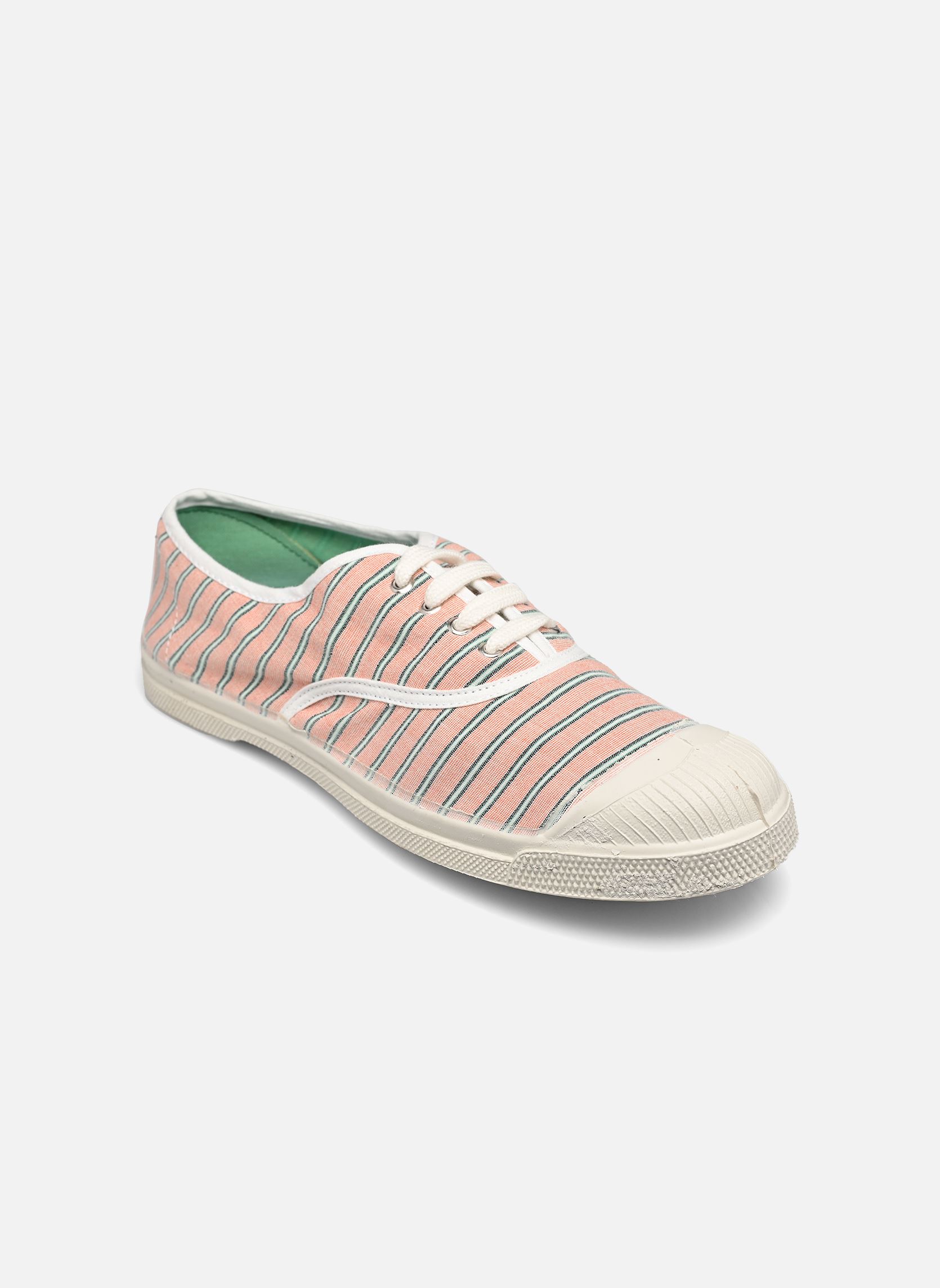Leinen-Sneaker LACETS RAYURES damen rosa Bensimon Leinen-Sneaker LACETS RAYURES damen rosa CLEMENTINE