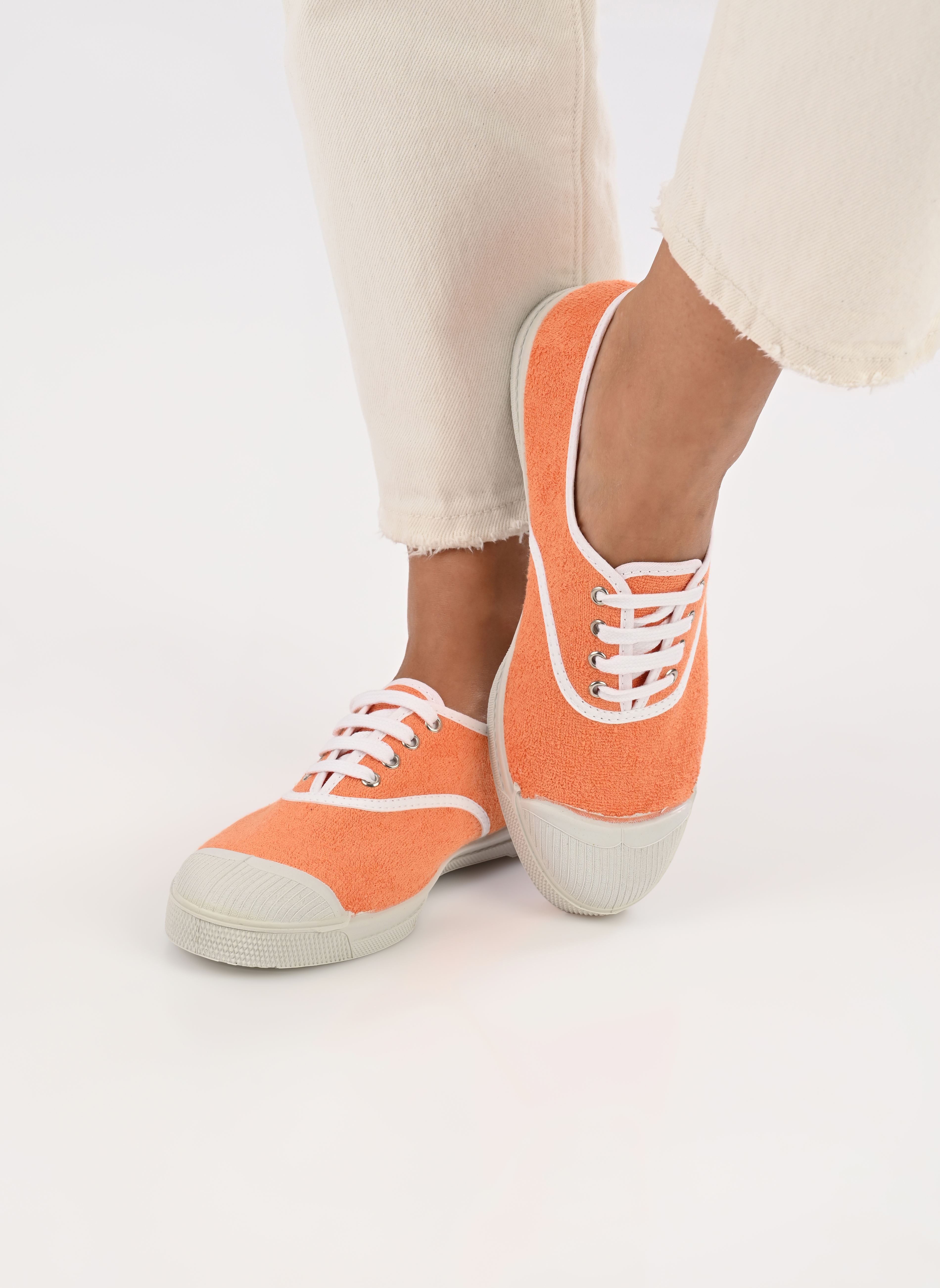 Baskets toile LACETS SPONGE femme orange Bensimon Baskets toile LACETS SPONGE femme orange ABRICOT