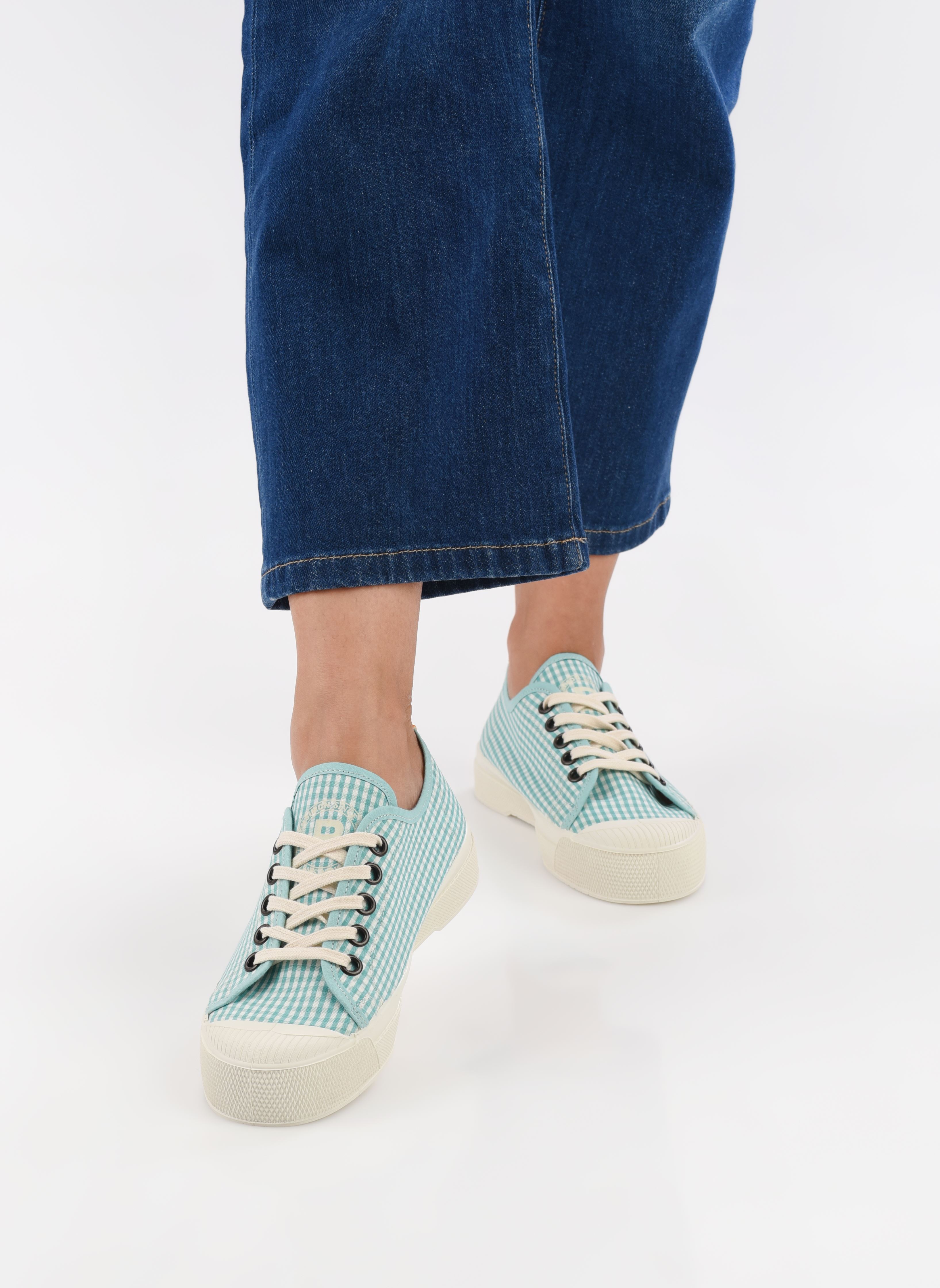 Leinen-Sneaker ROMY VICHY damen blau Bensimon Leinen-Sneaker ROMY VICHY damen blau AQUAMARINE