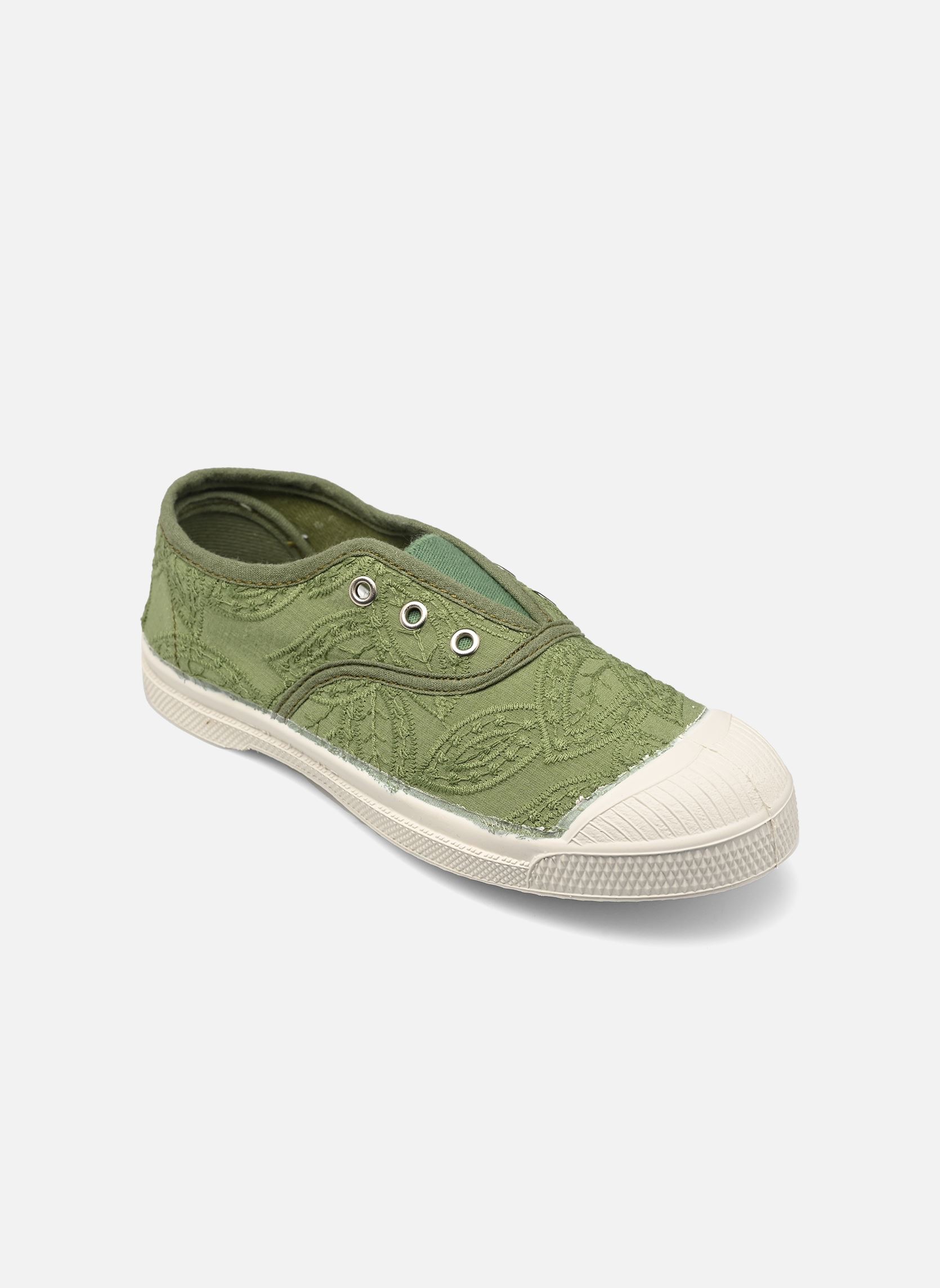 Baskets basses ELLY BRODERIE ANGLAISE vert Bensimon Baskets basses ELLY BRODERIE ANGLAISE vert TREFLE