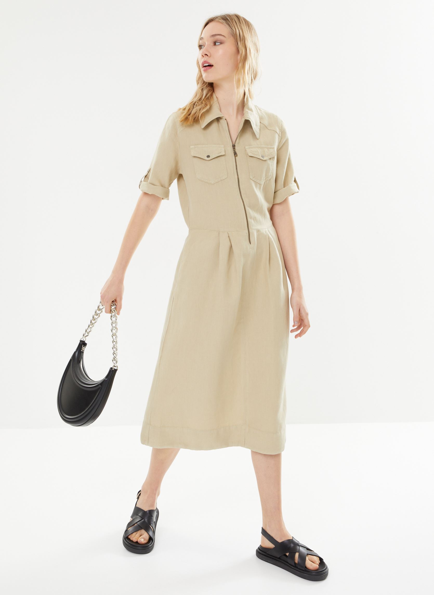 Kleider 65824 Rainy Robe damen beige Five Jeans Kleider 65824 Rainy Robe damen beige PARCHMENT