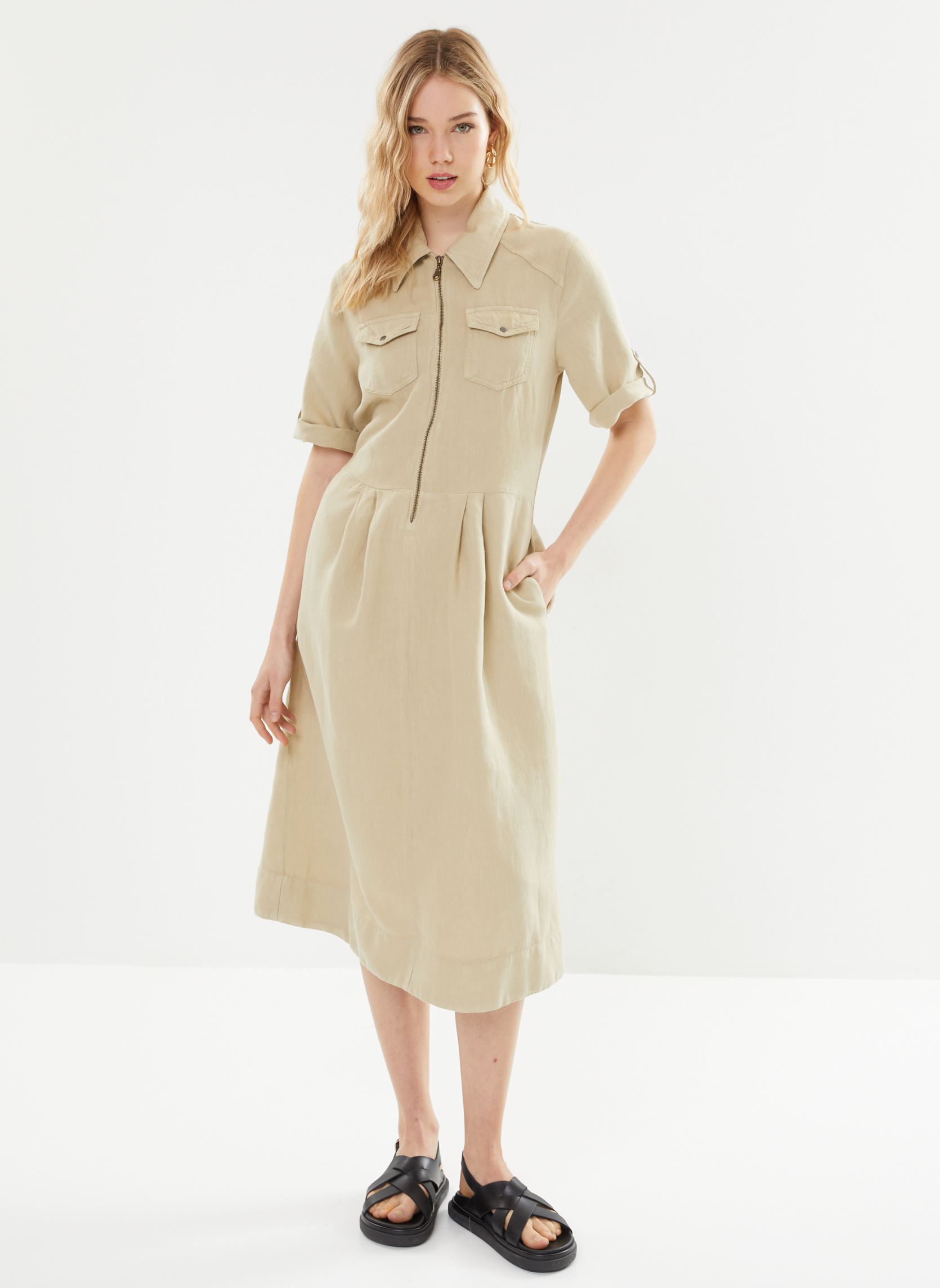 Kleider 65824 Rainy Robe damen beige Five Jeans Kleider 65824 Rainy Robe damen beige PARCHMENT