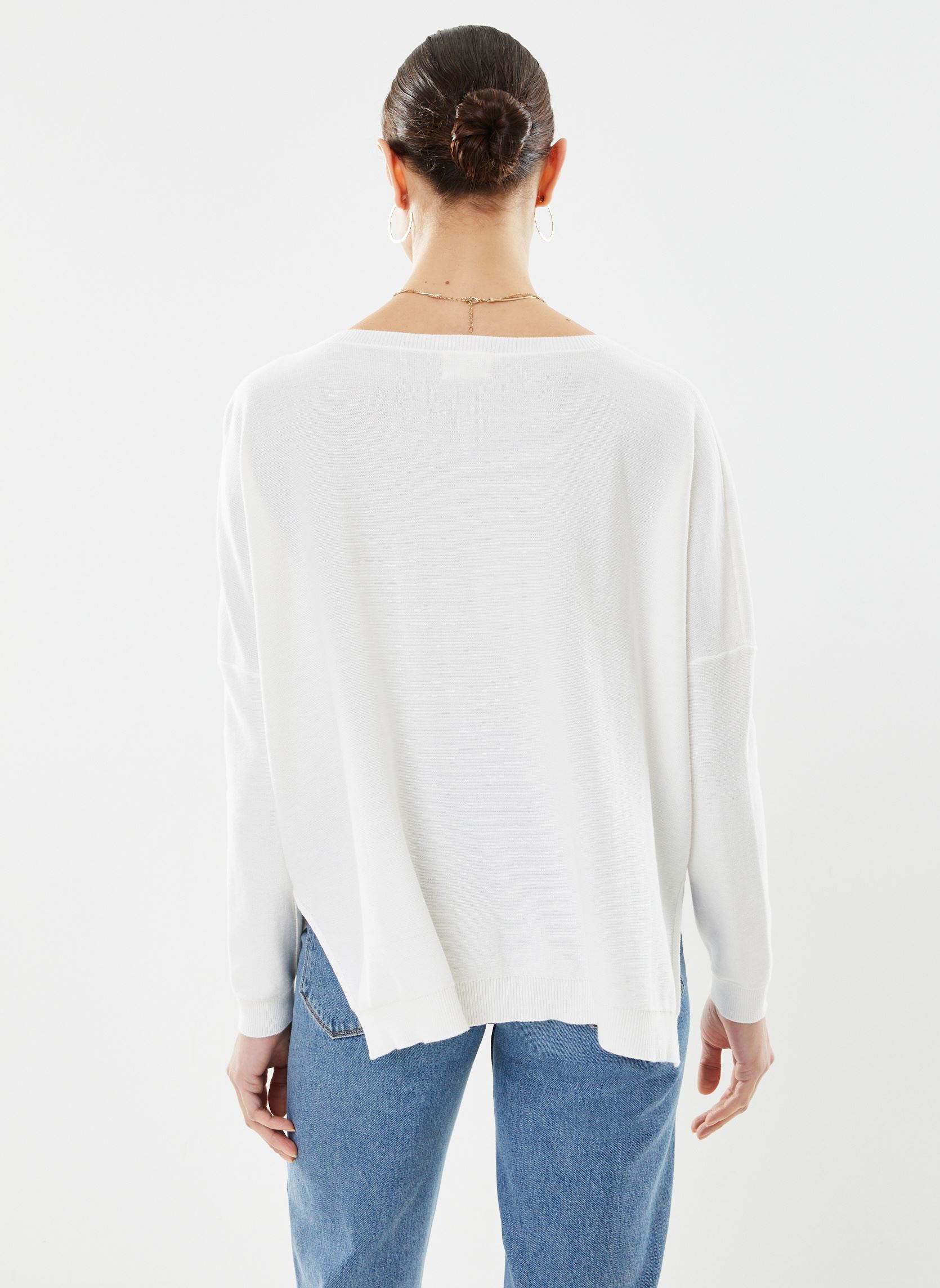 Pulls Poe2411 Pull femme blanc Five Jeans Pulls Poe2411 Pull femme blanc WHITE/BLACK