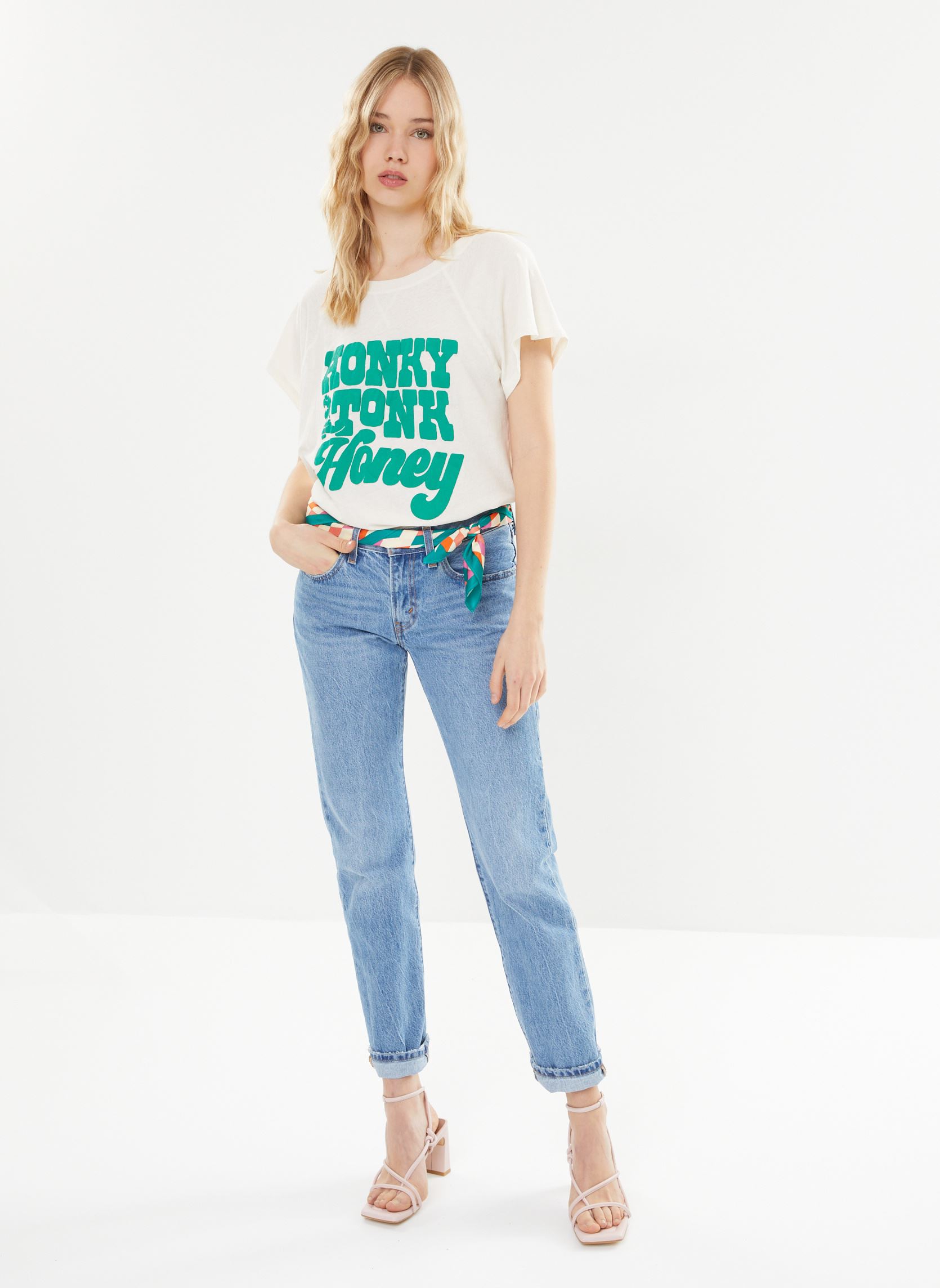 Tee-shirts manches courtes Tse2458 Tee-Shirt femme blanc Five Jeans Tee-shirts manches courtes Tse2458 Tee-Shirt femme blanc WHITE GREEN