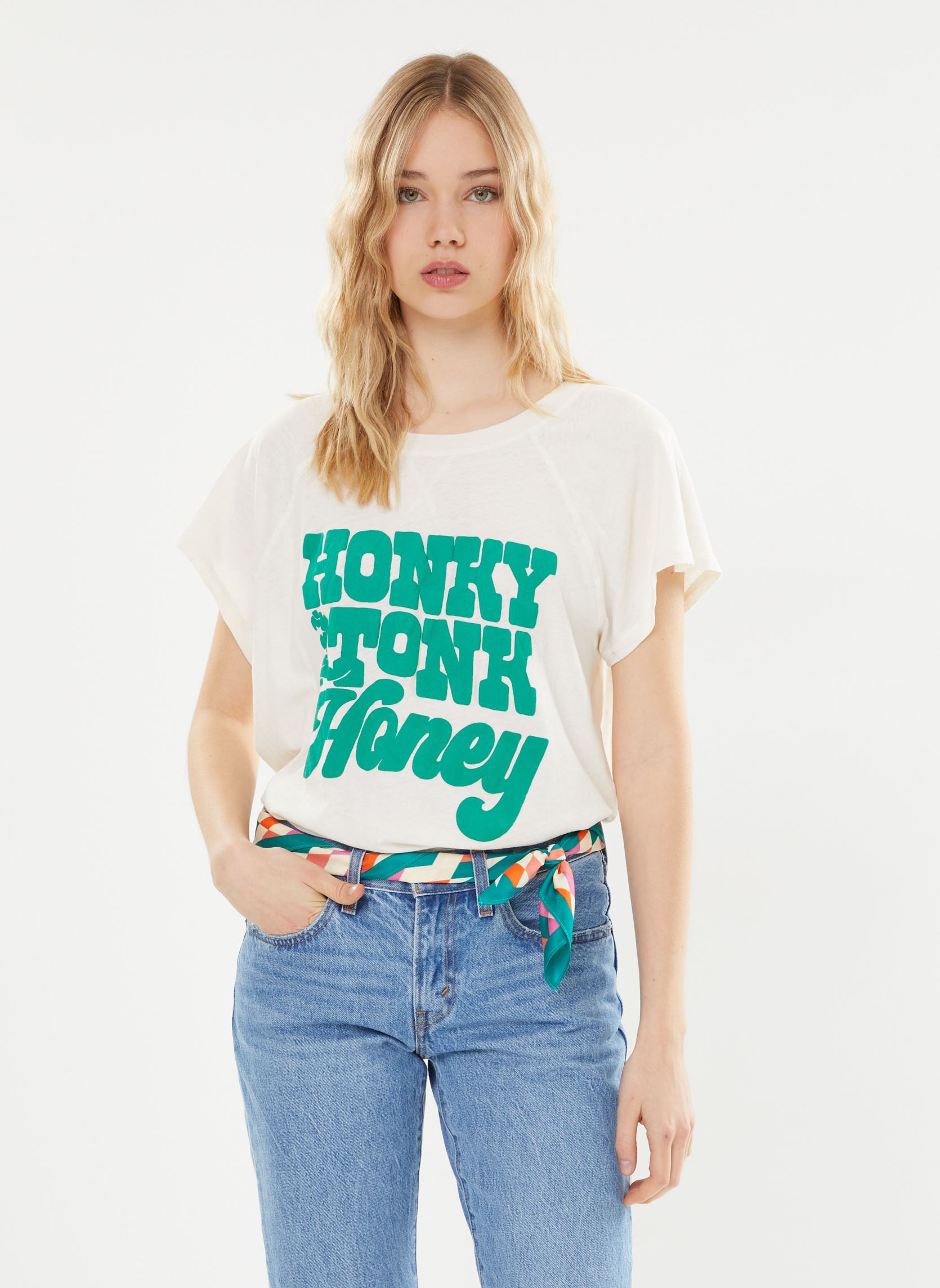 Tee-shirts manches courtes Tse2458 Tee-Shirt femme blanc Five Jeans Tee-shirts manches courtes Tse2458 Tee-Shirt femme blanc WHITE GREEN