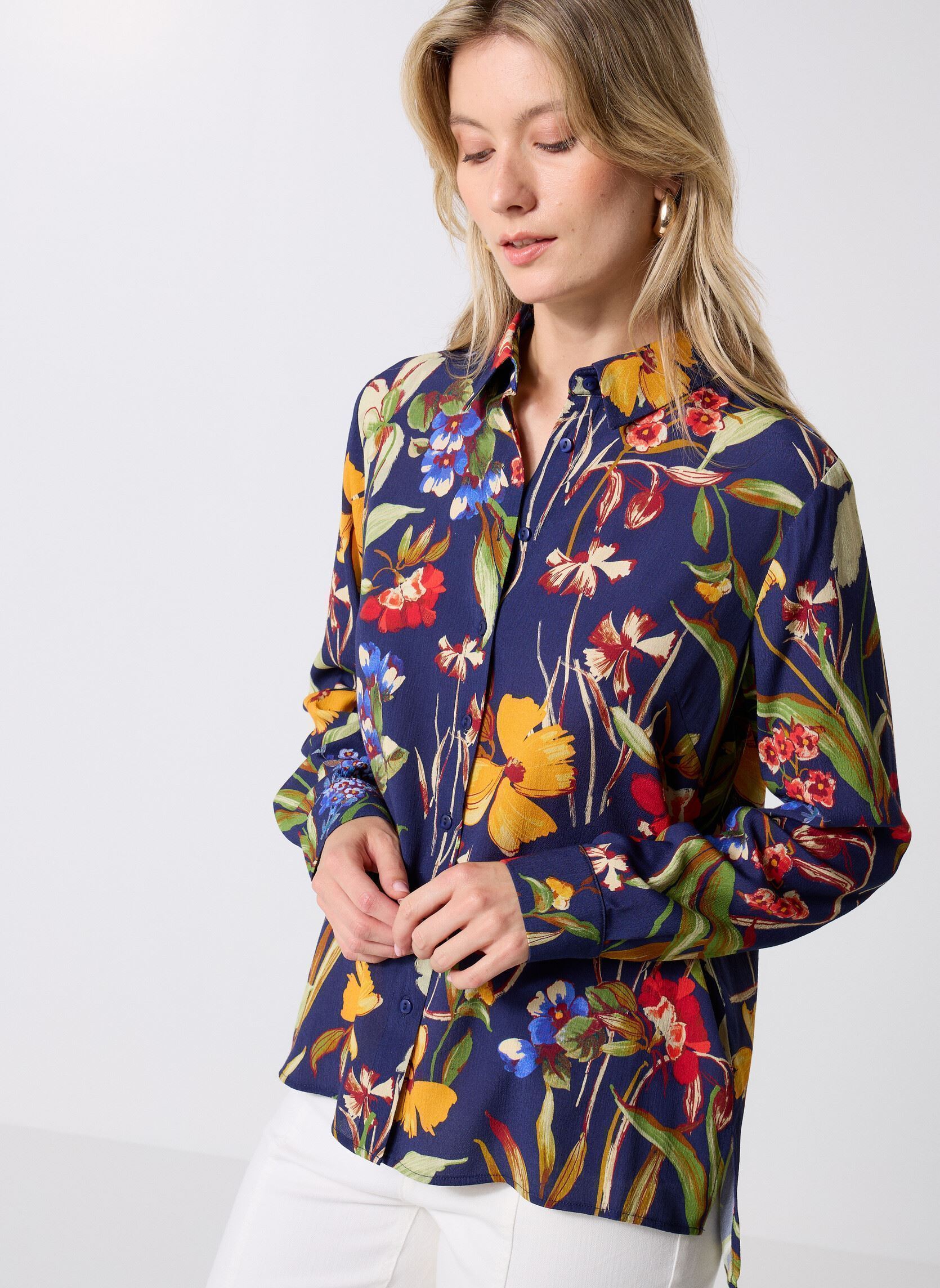 Chemises manches longues BAMA femme bleu Georgia Rose Chemises manches longues BAMA femme bleu MARINE
