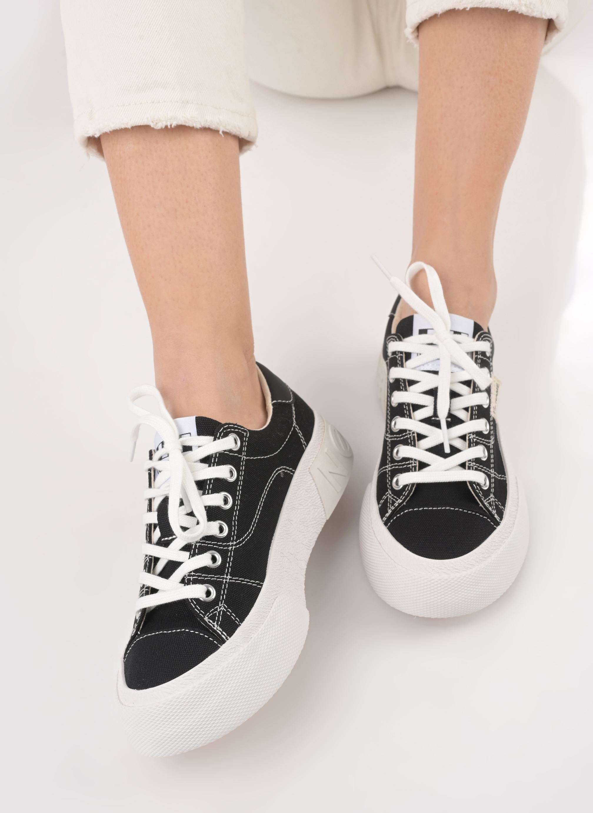 Leinen-Sneaker Reset Sneaker damen schwarz No Name Leinen-Sneaker Reset Sneaker damen schwarz BLACK/STITCH WHITE