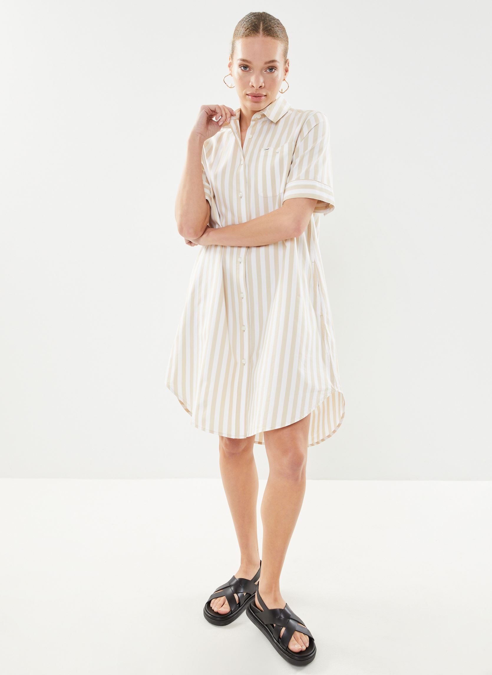 Robes Chemise All purpose A line Dress femme blanc Lee Robes Chemise All purpose A line Dress femme blanc OATMEAL