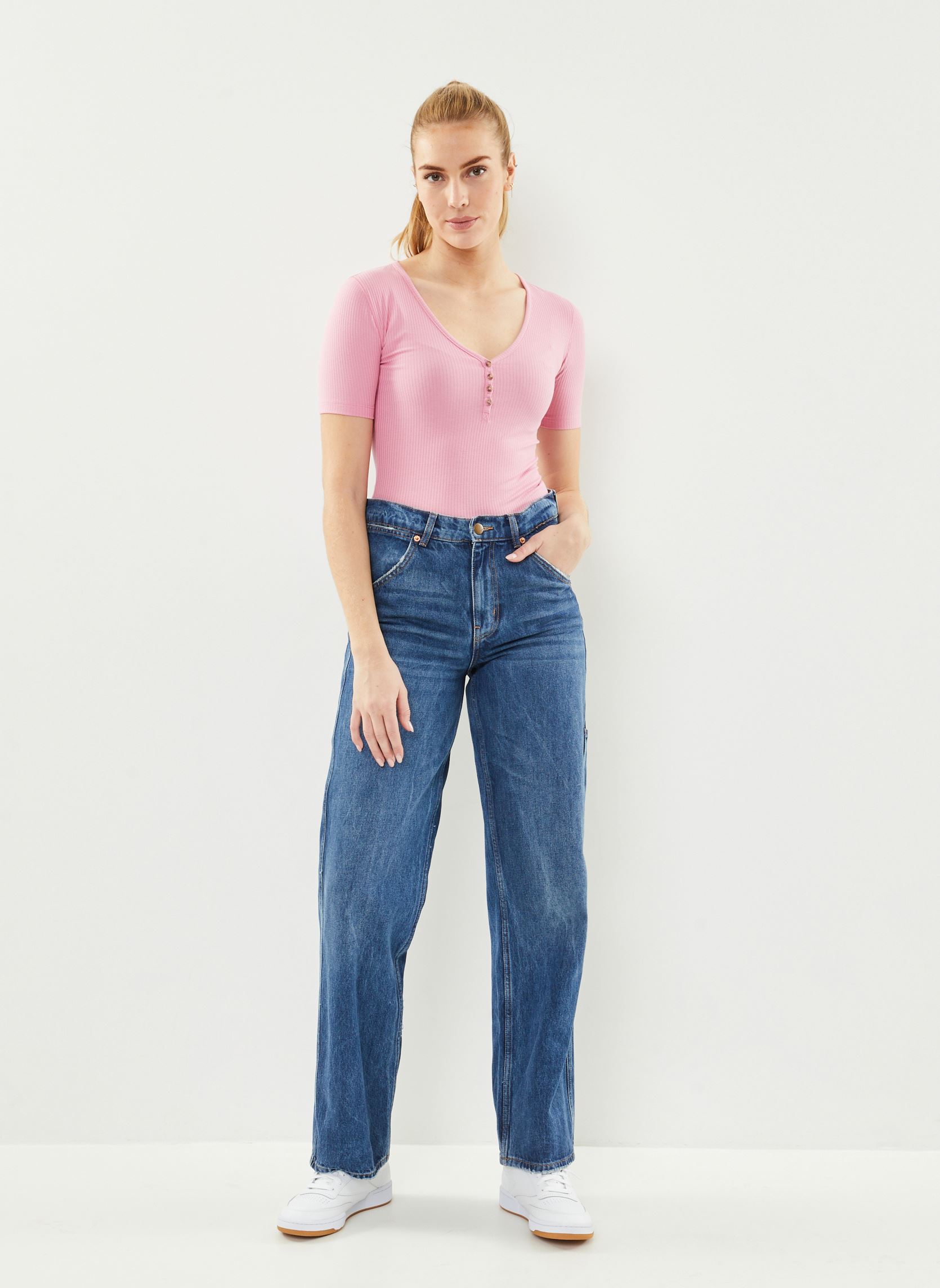 Tee-shirts manches courtes Ss Henley femme rose Lee Tee-shirts manches courtes Ss Henley femme rose SUGAR LILAC