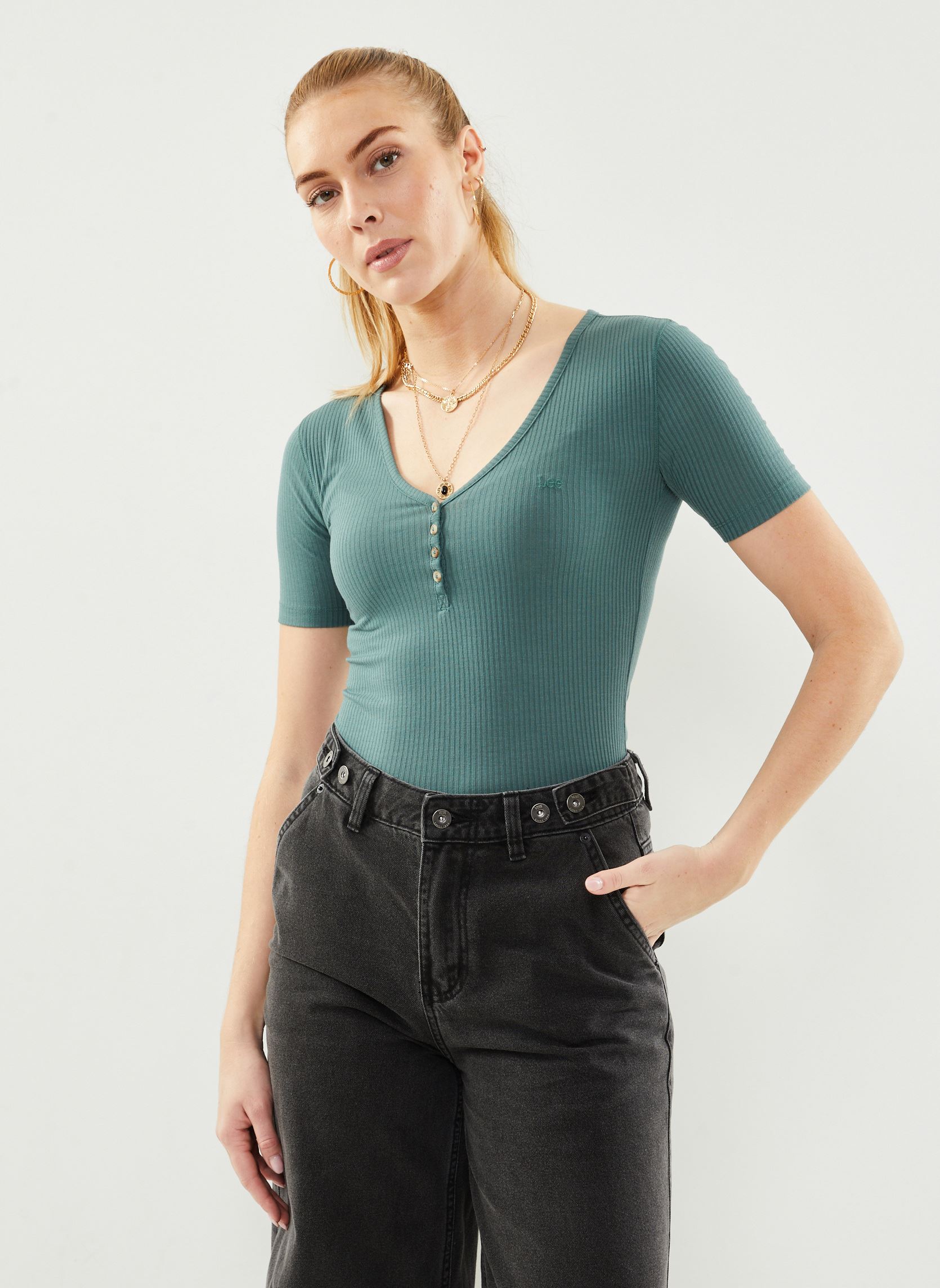 T shirt Lee Tee shirt HENLEY Evergreen EU