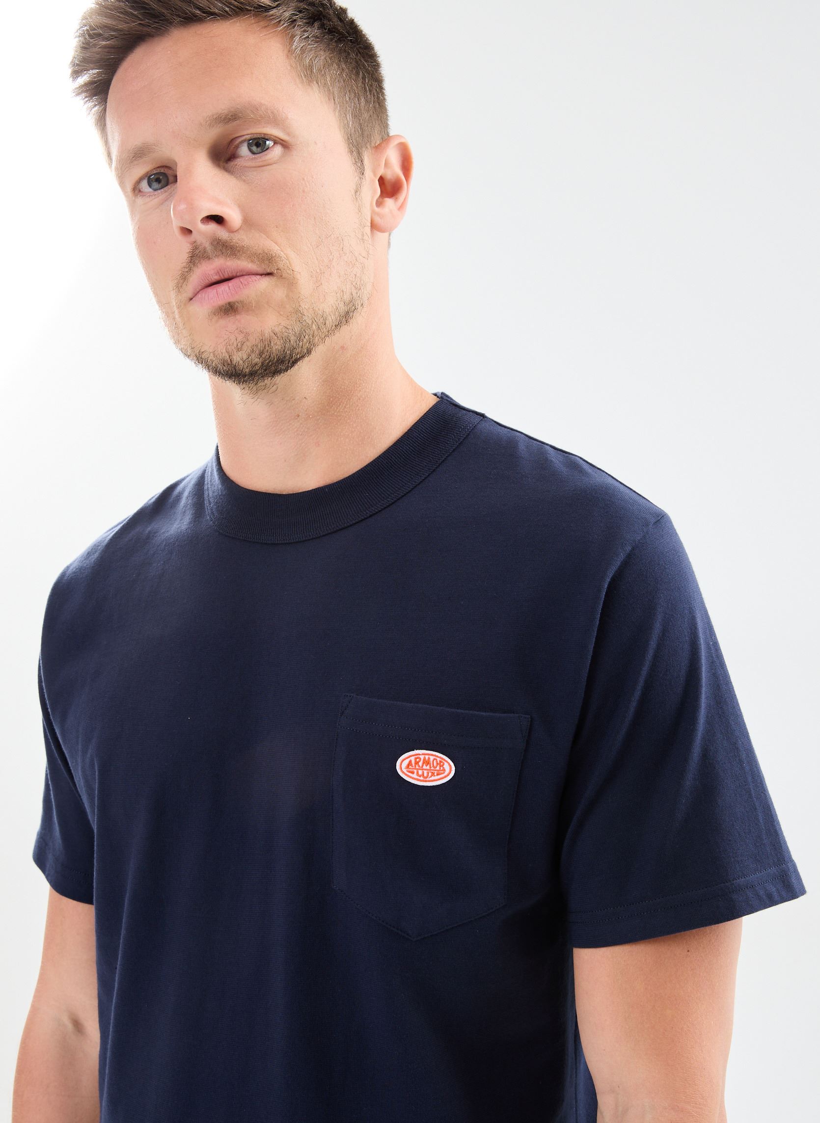 T-shirt a maniche corte T-Shirt Héritage Avec Poche uomo blu Armor Lux T-shirt a maniche corte T-Shirt Héritage Avec Poche uomo blu Navire