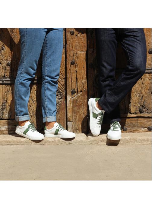 Jules&Jenn Baskets Made in France en cuir blanc (Vert) Baskets chez