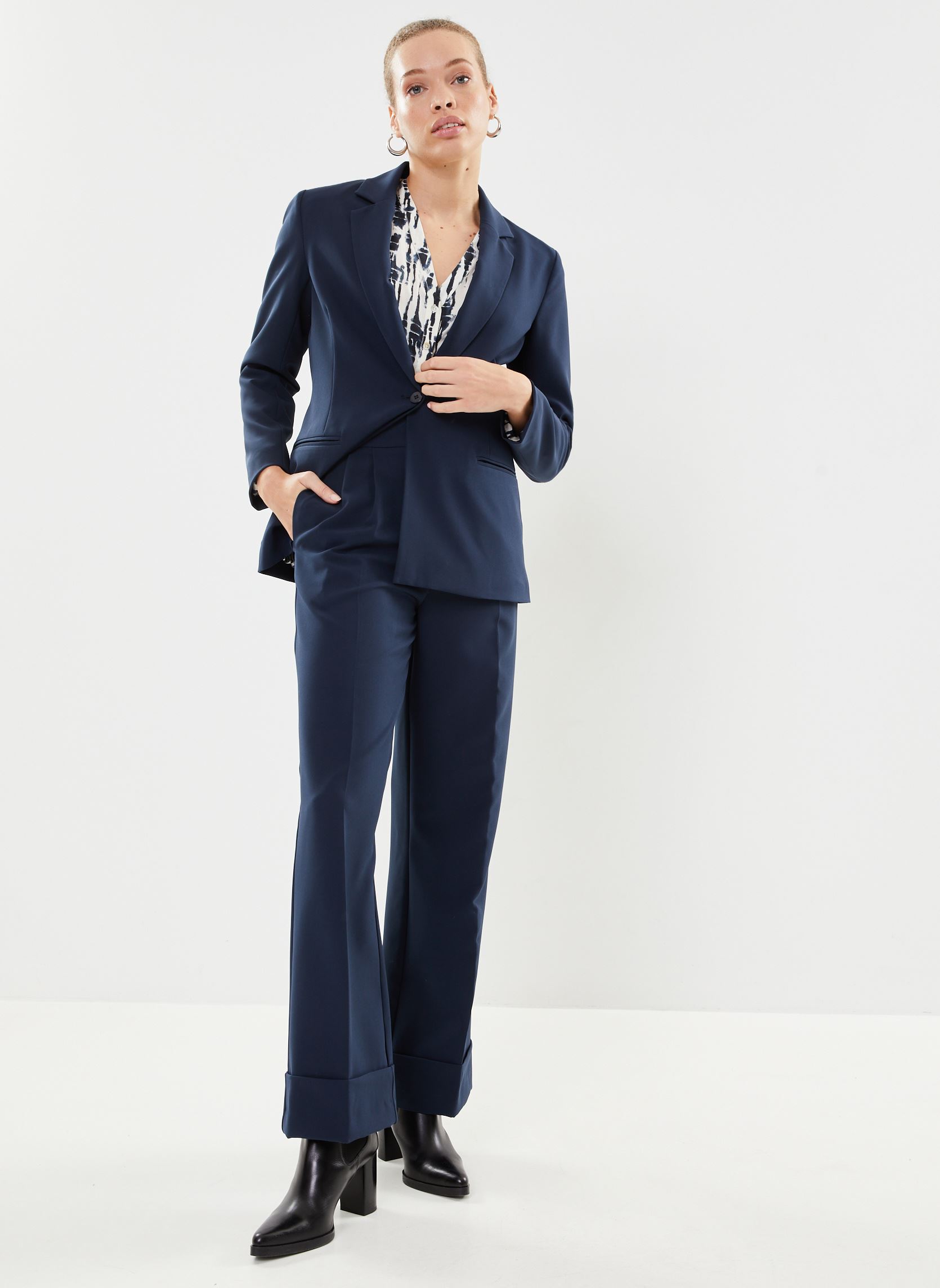 Pantalons larges Ihlexi Pa7 femme bleu Ichi Pantalons larges Ihlexi Pa7 femme bleu Total Eclipse