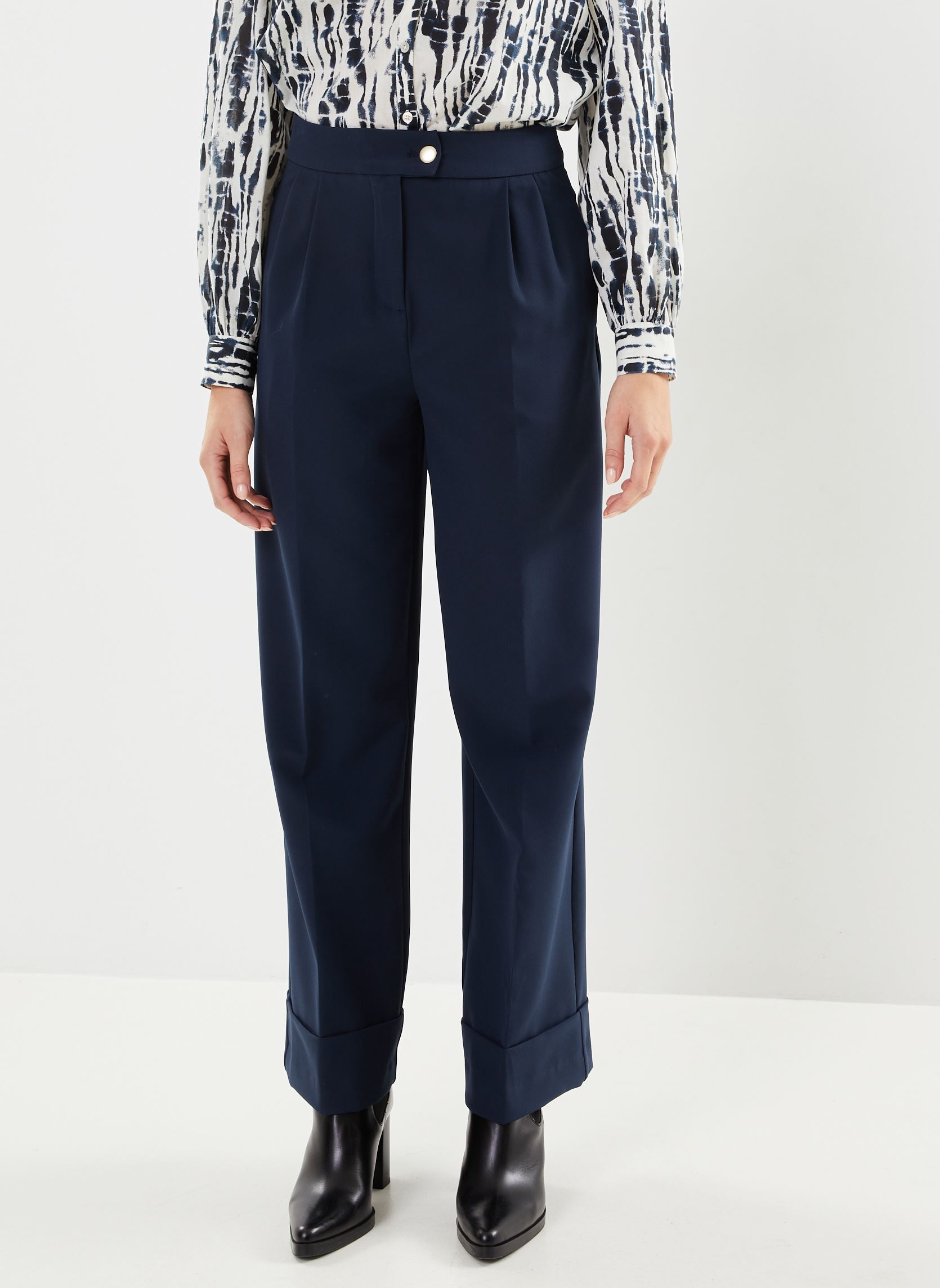 Pantalons larges Ihlexi Pa7 femme bleu Ichi Pantalons larges Ihlexi Pa7 femme bleu Total Eclipse