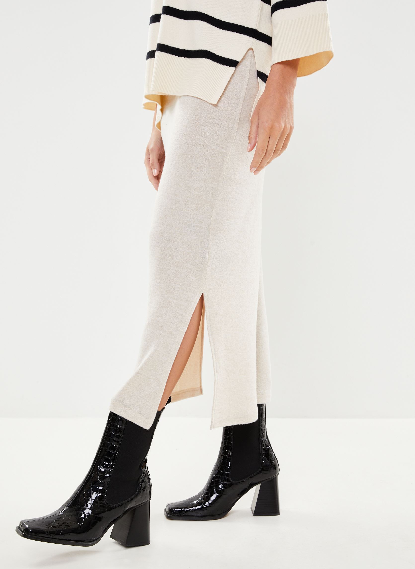 Jupes longues Ihyose Sk femme beige Ichi Jupes longues Ihyose Sk femme beige Doeskin Melange